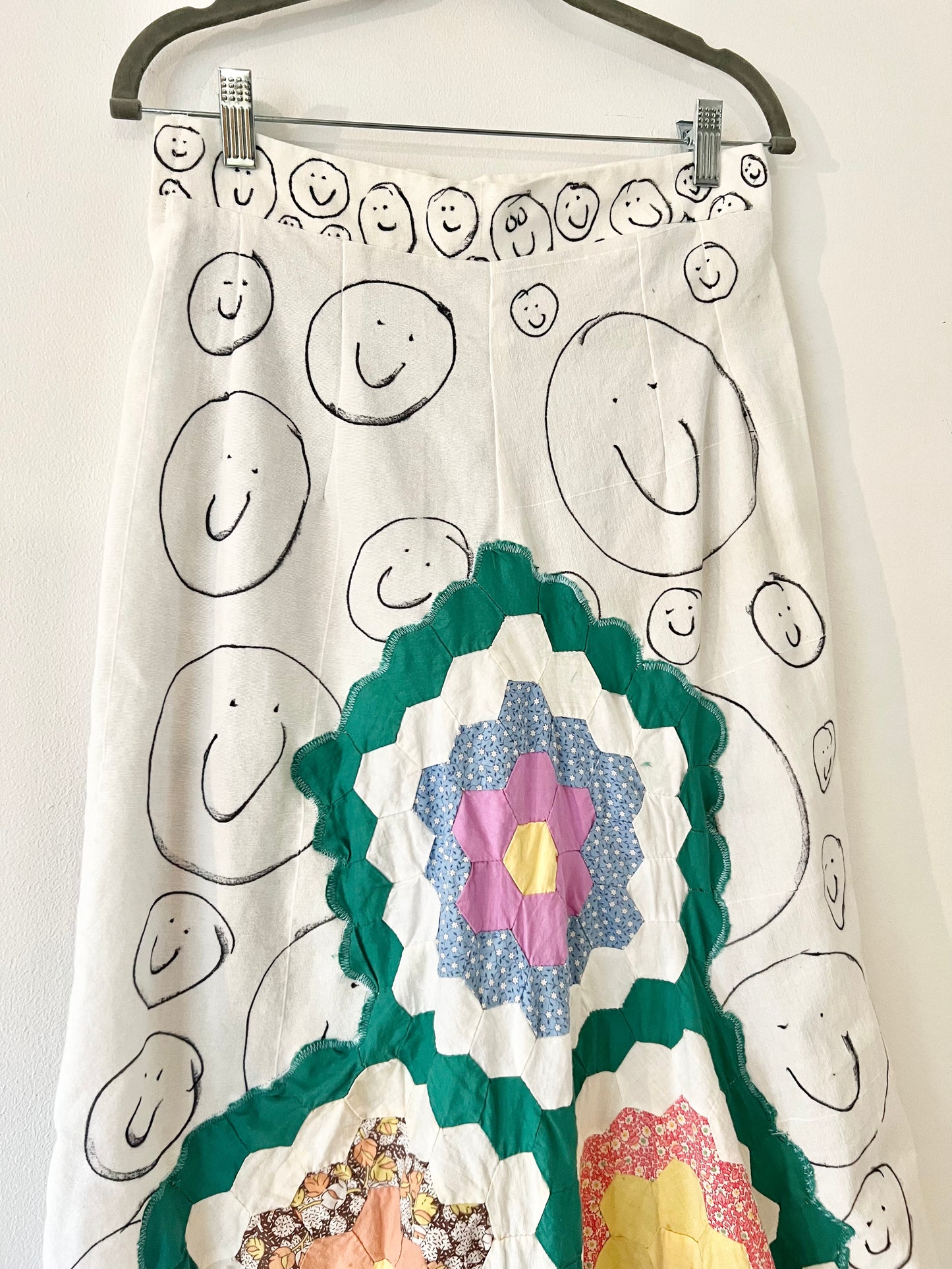 Handmade patchwork smiley maxi skirt
