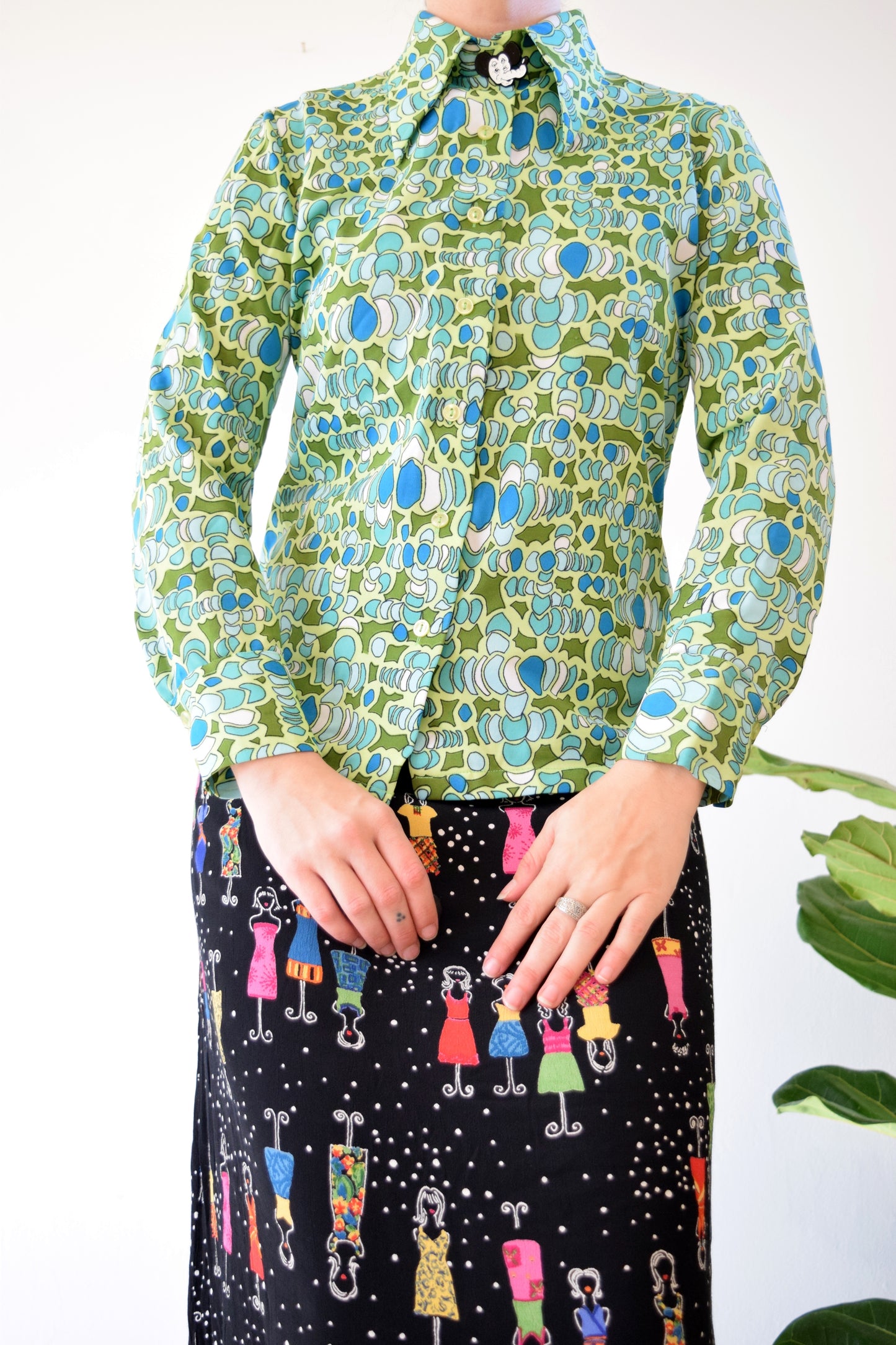 70S KALEIDOSCOPE BLOUSE - SMALL