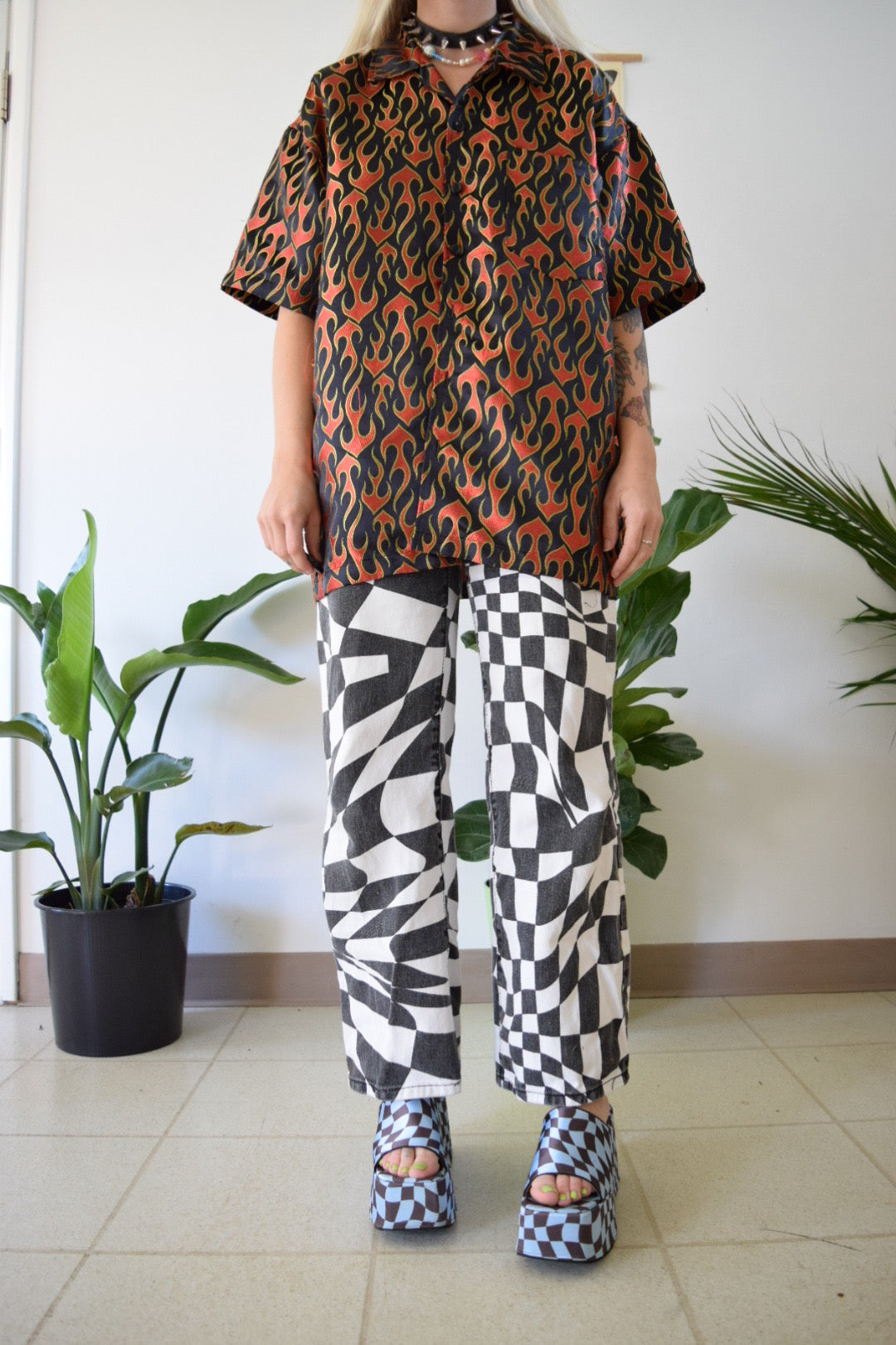 Y2K Flame Button up - XL