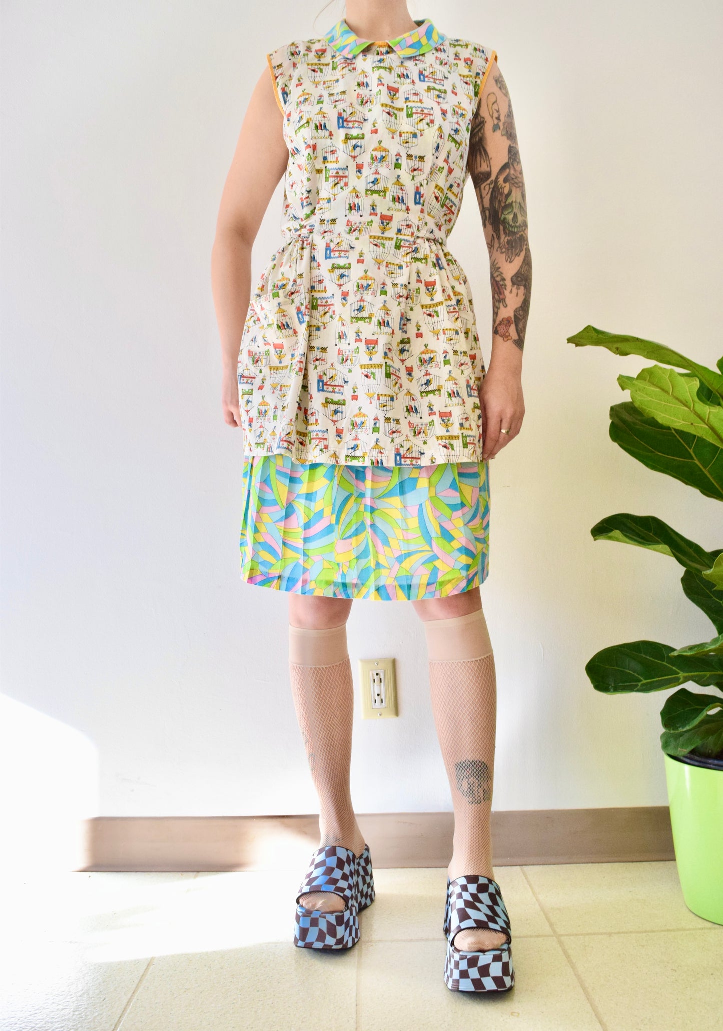 HANDMADE LOVER BIRDS HOUSE SMOCK - M/L