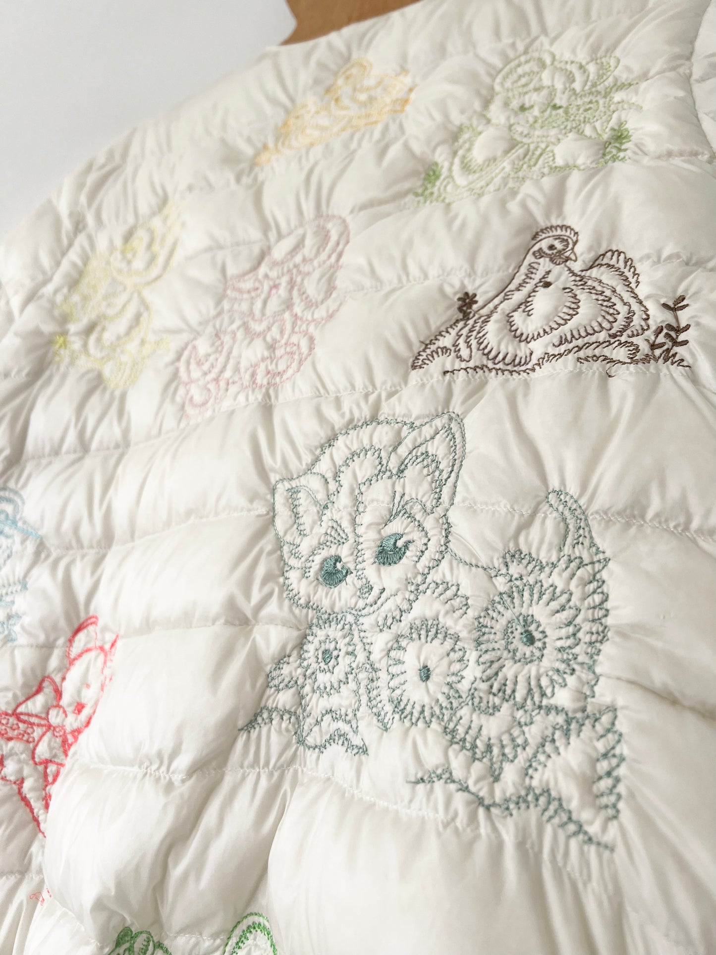 Embroidered Kitschy Down Puffer Jacket - S/M