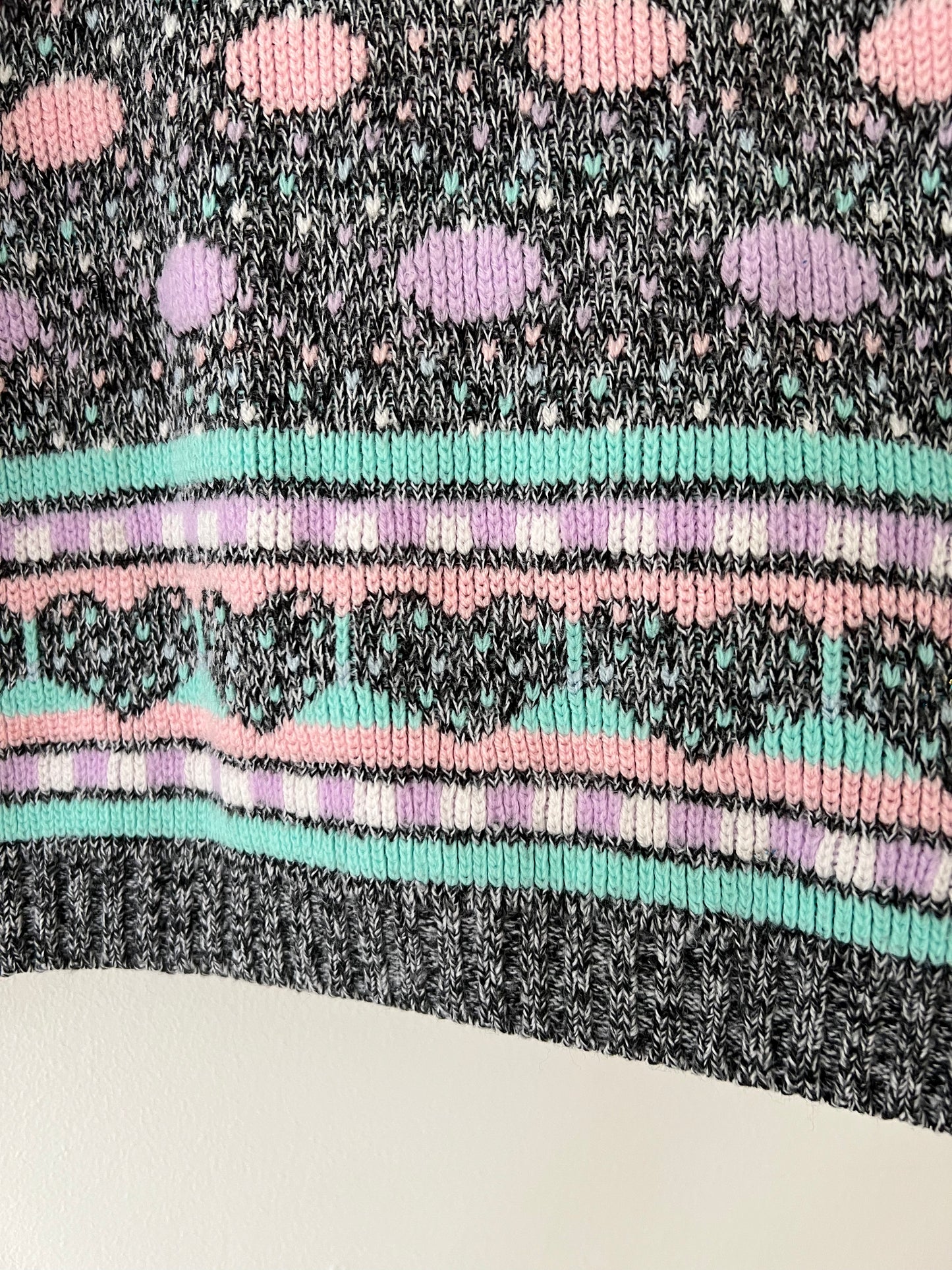 80s Kawaii Heart Cropped Sweater - XS
