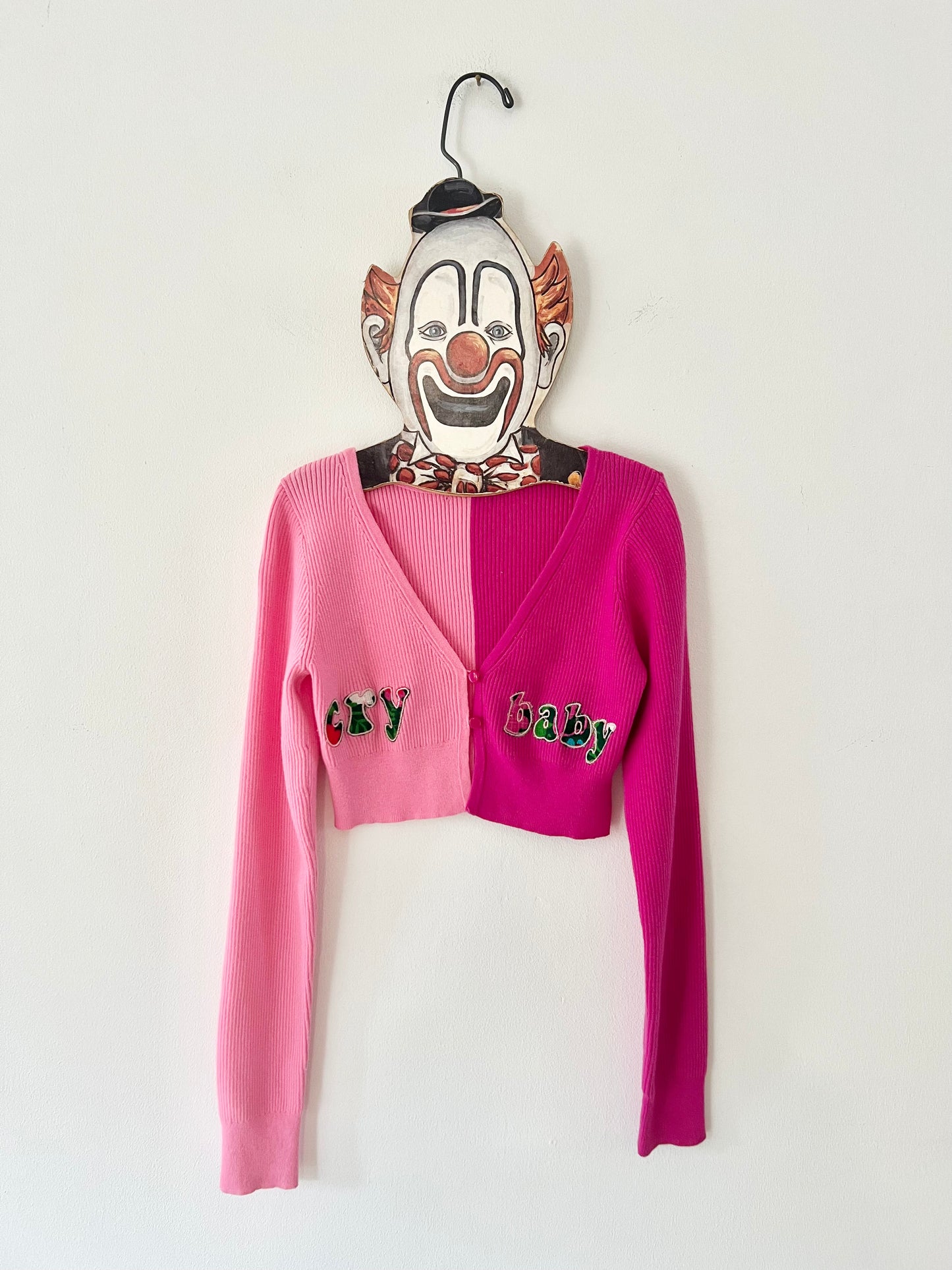 Cry Baby Appliqué Cropped Cardigan XS/S