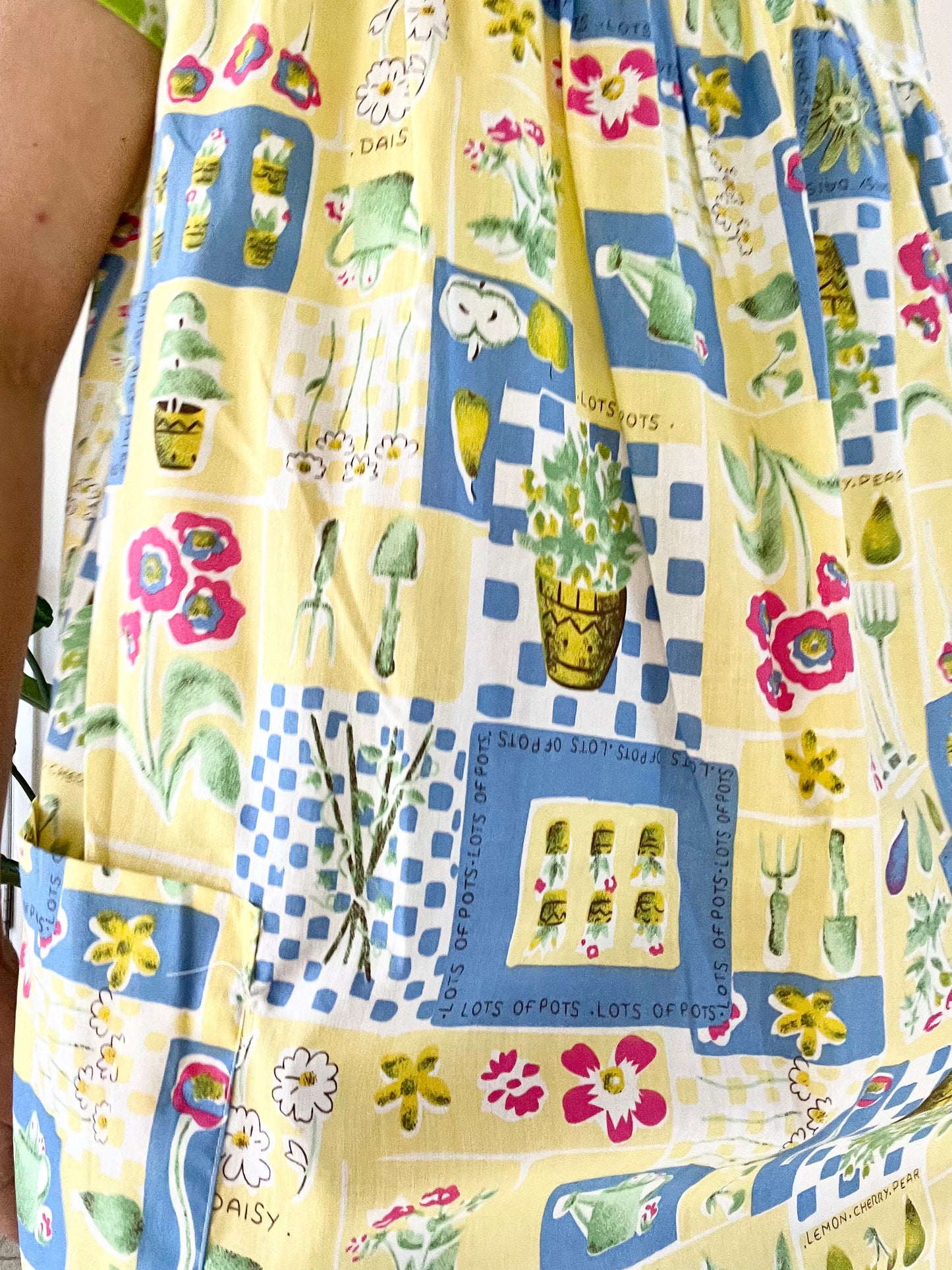 90s Mixed Optical Print House Dress - L