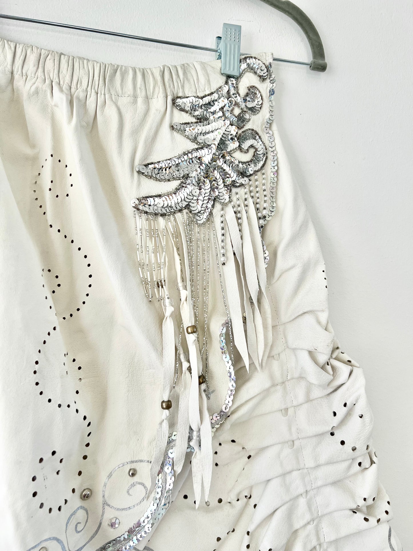 Handmade leather and sequin set