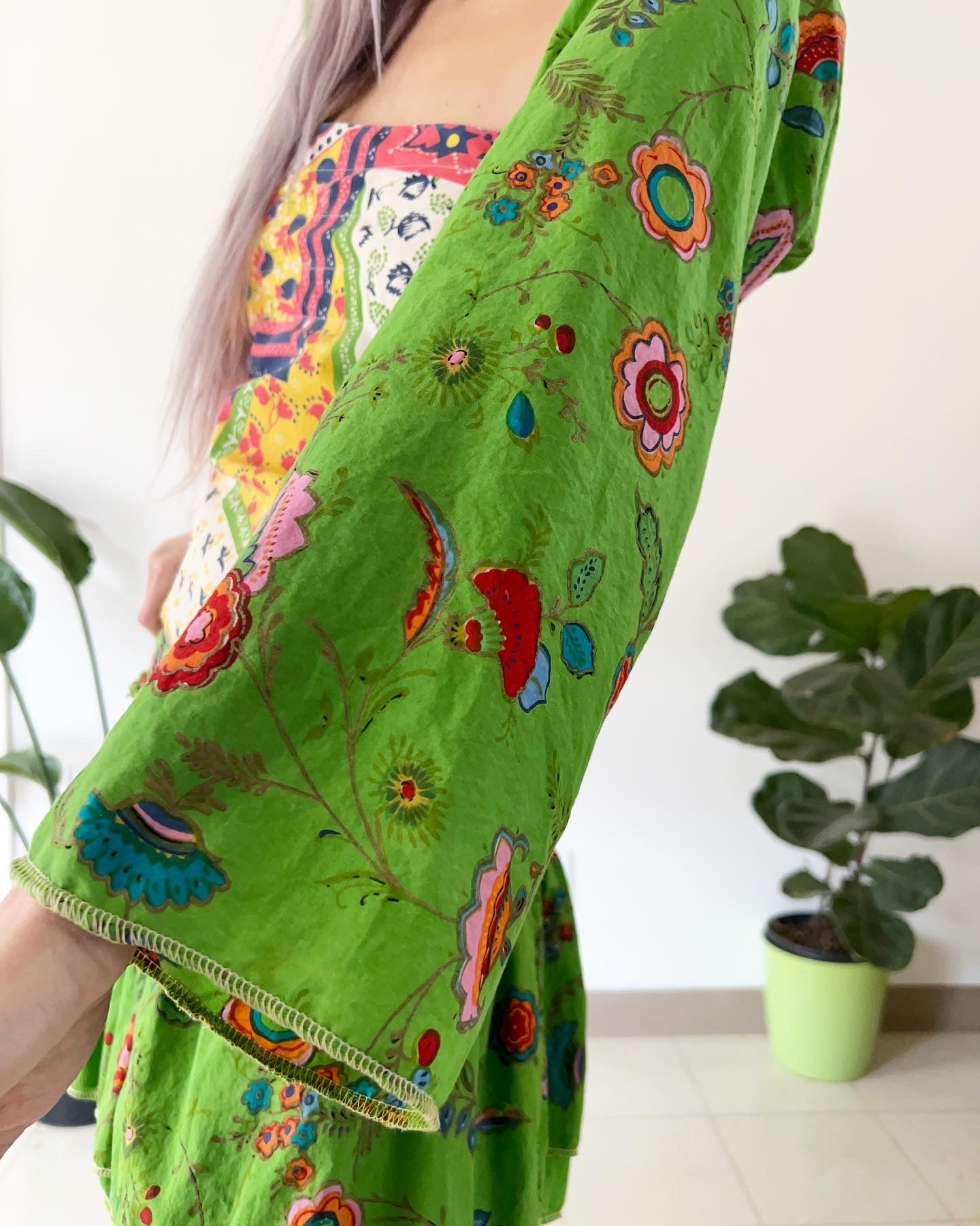 Reworked Green Dream Shawl and Mini Skirt Set