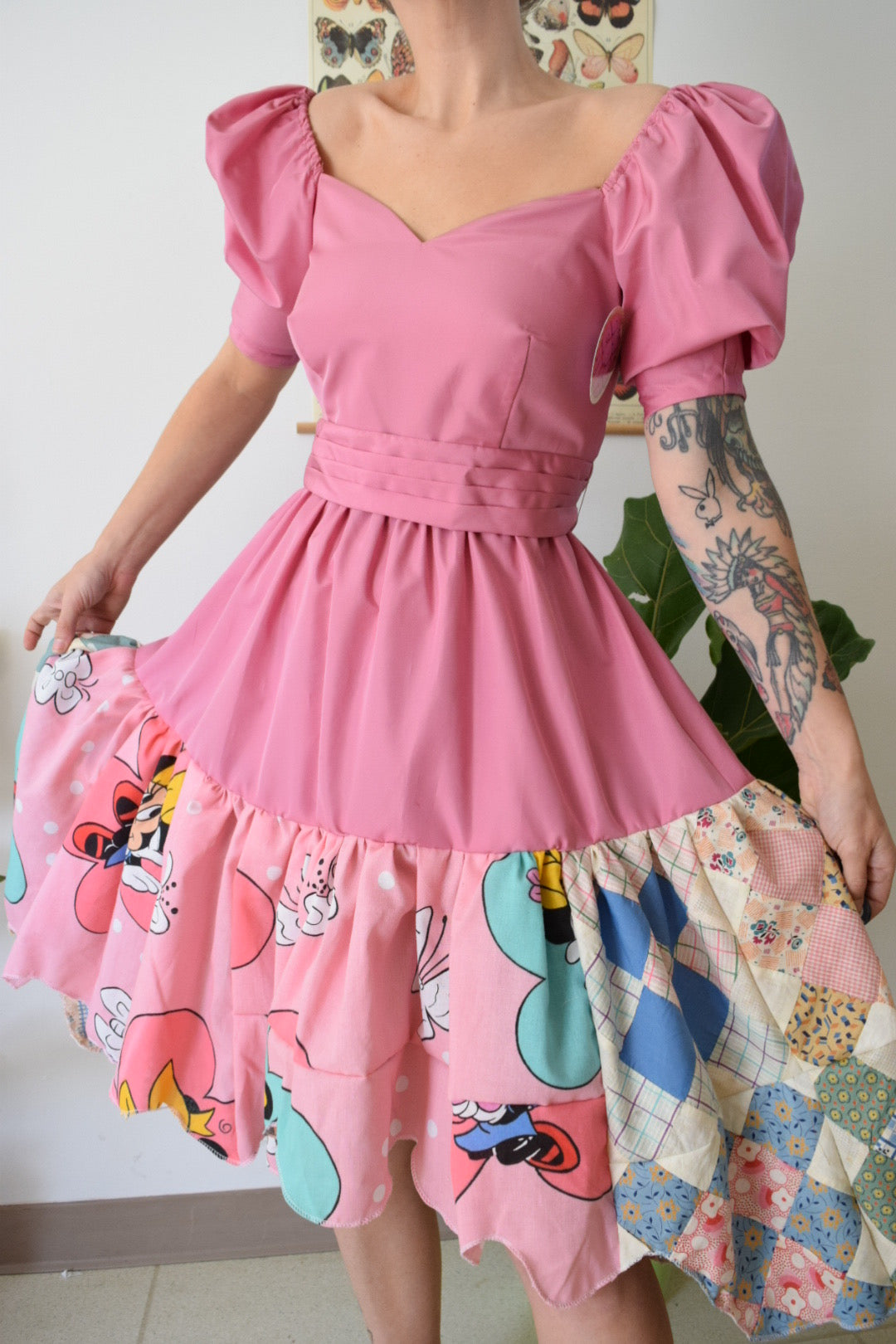 UPCYCLED PRINCESS-CORE MIDI DRESS