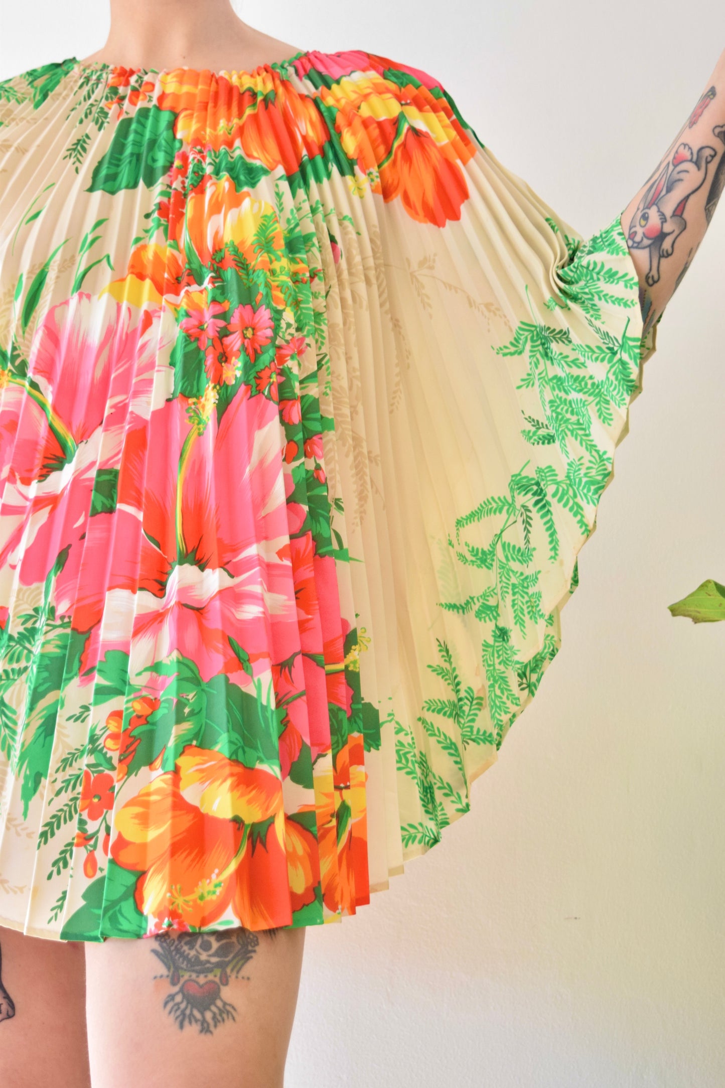 60s FLORAL ACCORDION BLOUSE - O/S