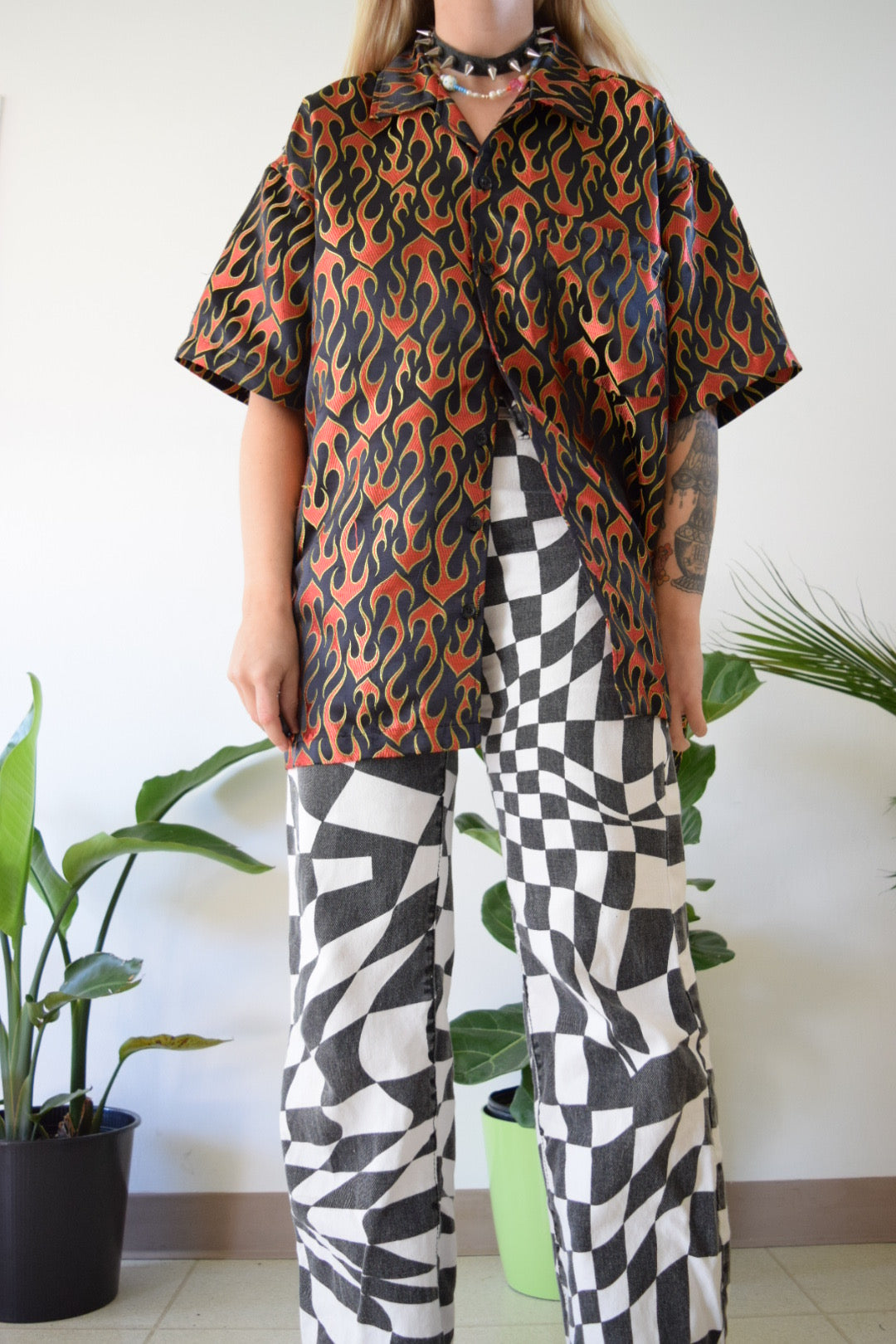 Y2K Flame Button up - XL