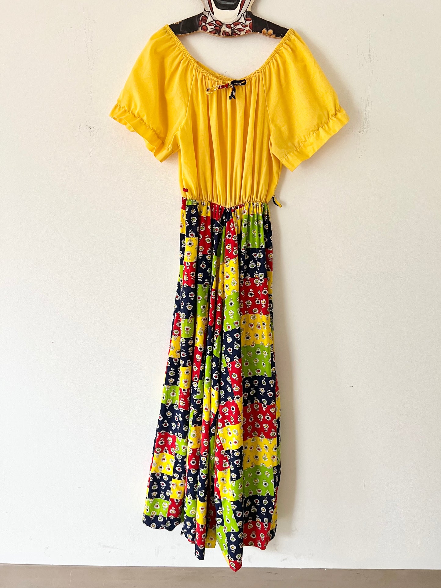 60s Primary Patchwork Yellow Jumpsuit -