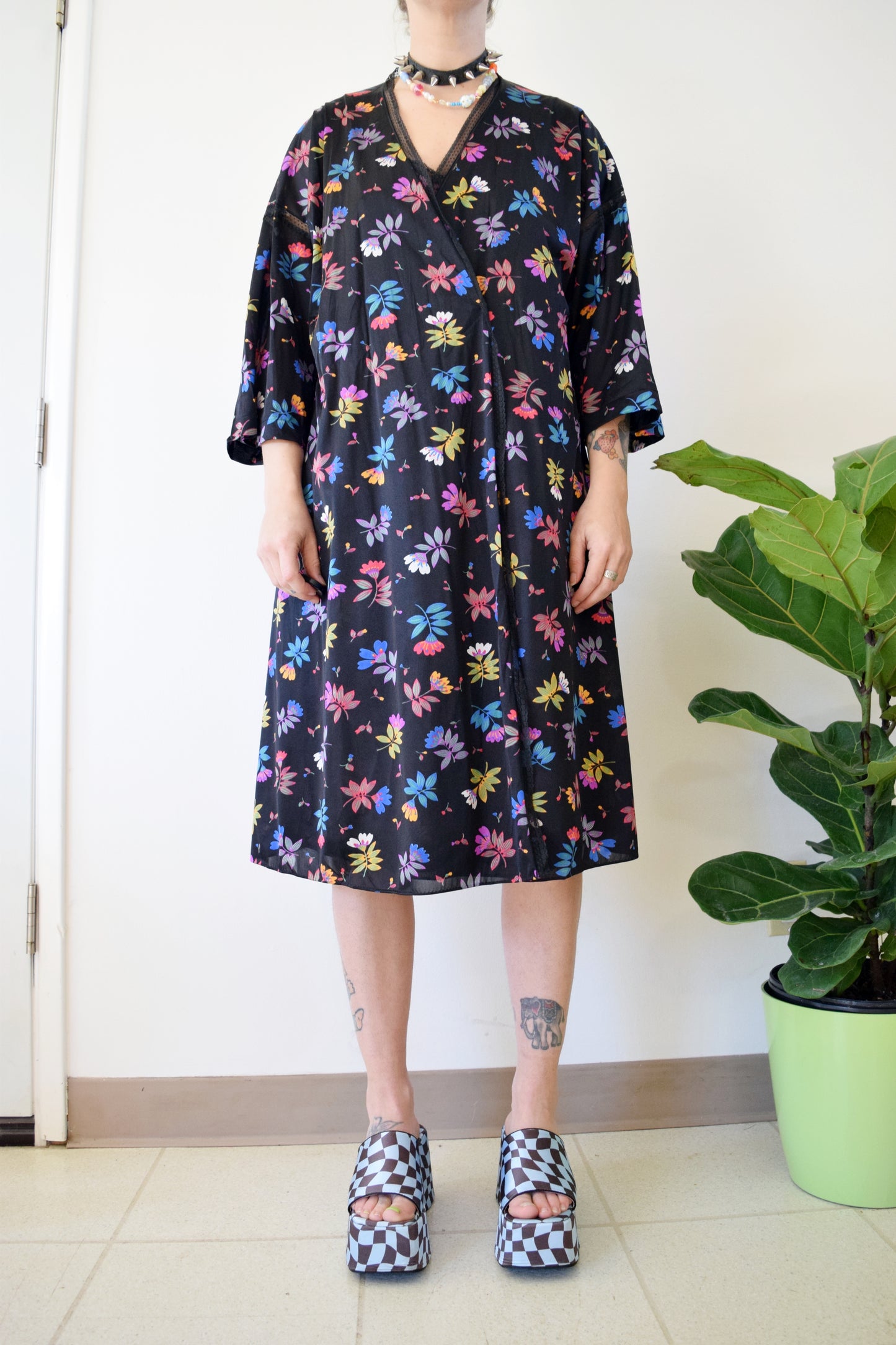 70s VAMPY FLORAL LOUNGE SET - M/L