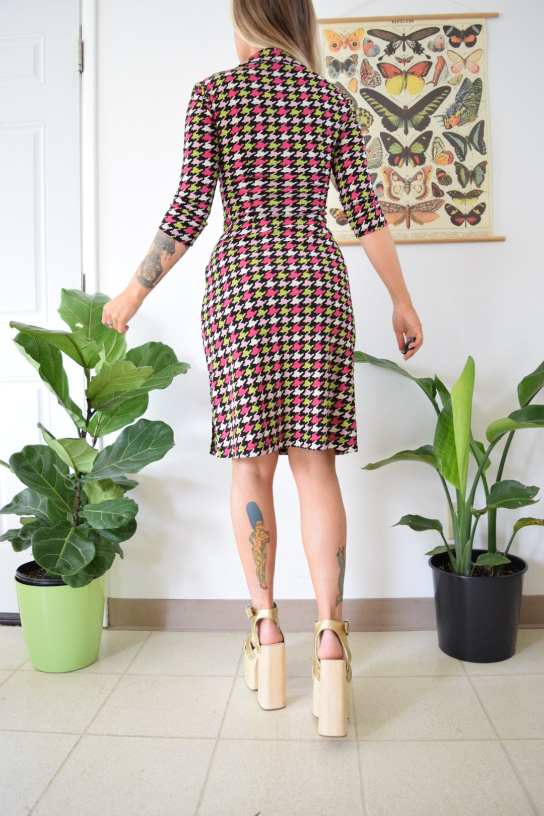 Y2K BCBG Colorful Houndstooth Midi - XS/Small