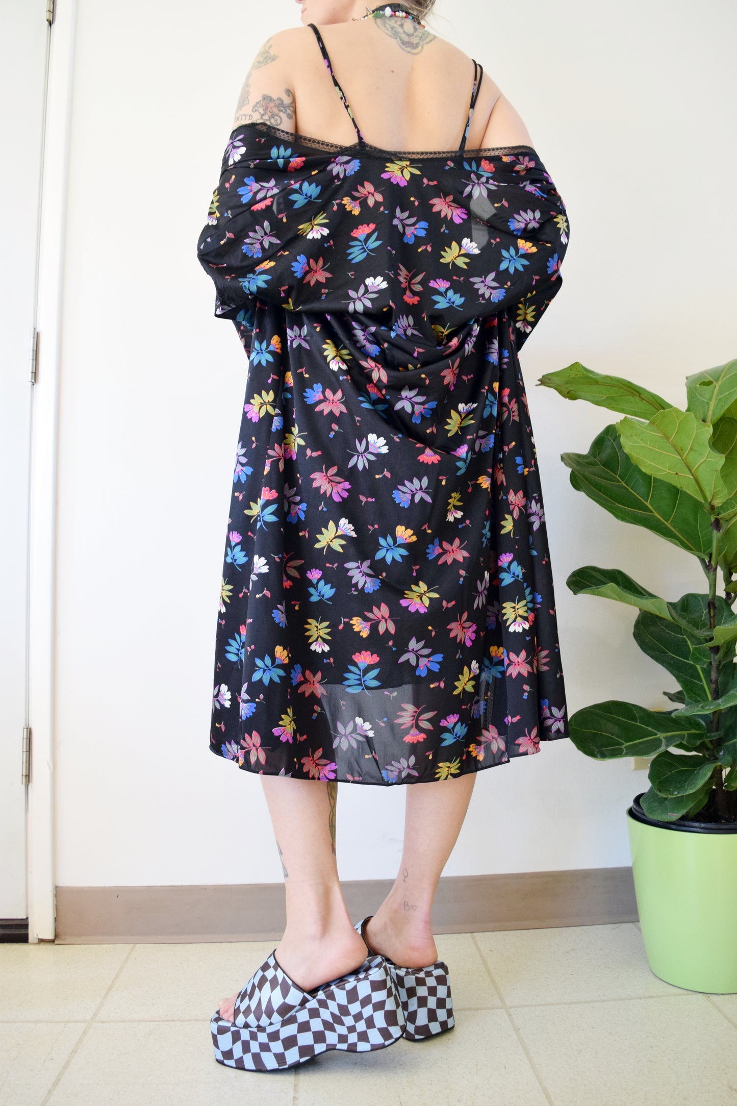 70s VAMPY FLORAL LOUNGE SET - M/L