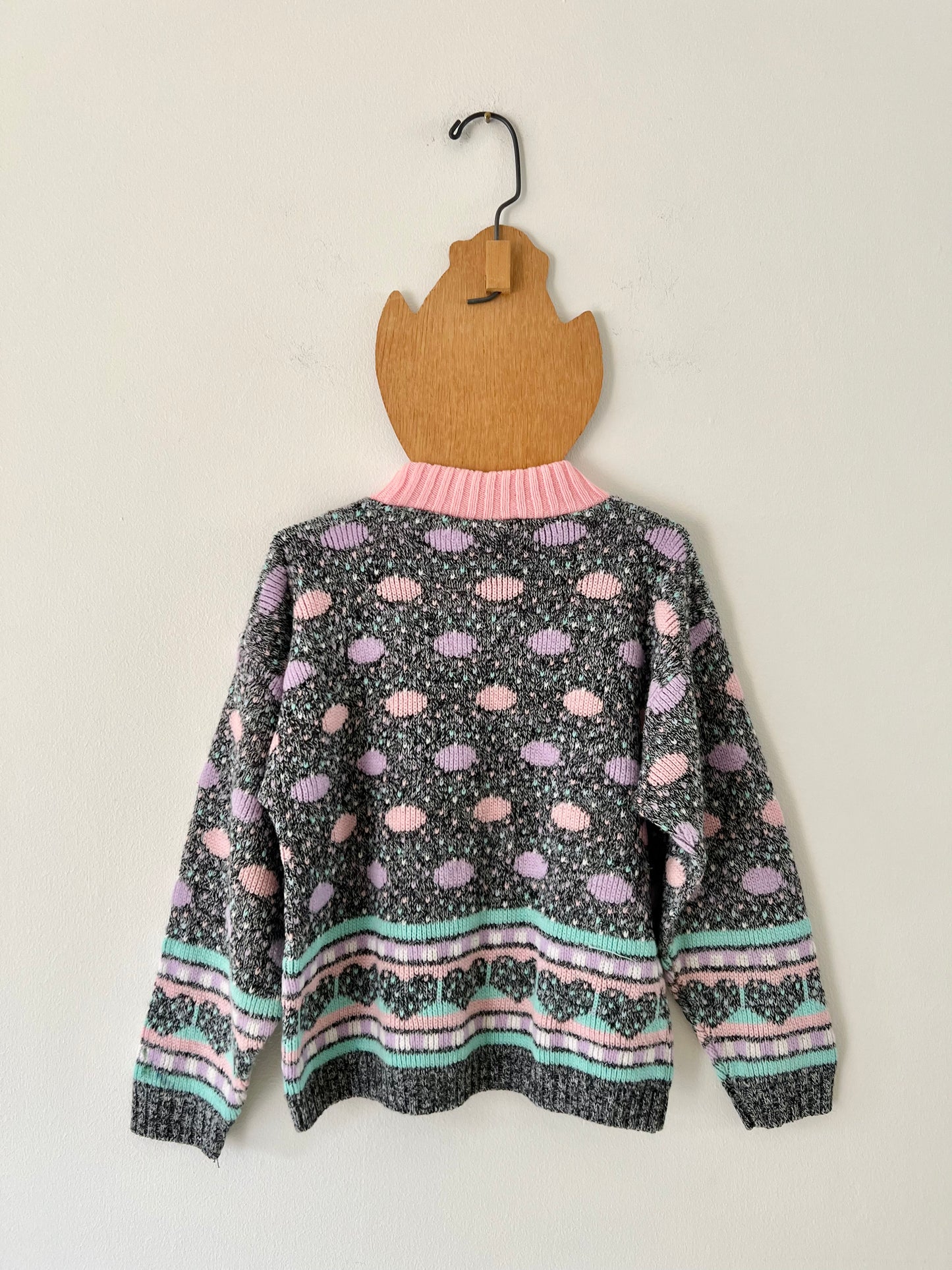 80s Kawaii Heart Cropped Sweater - XS