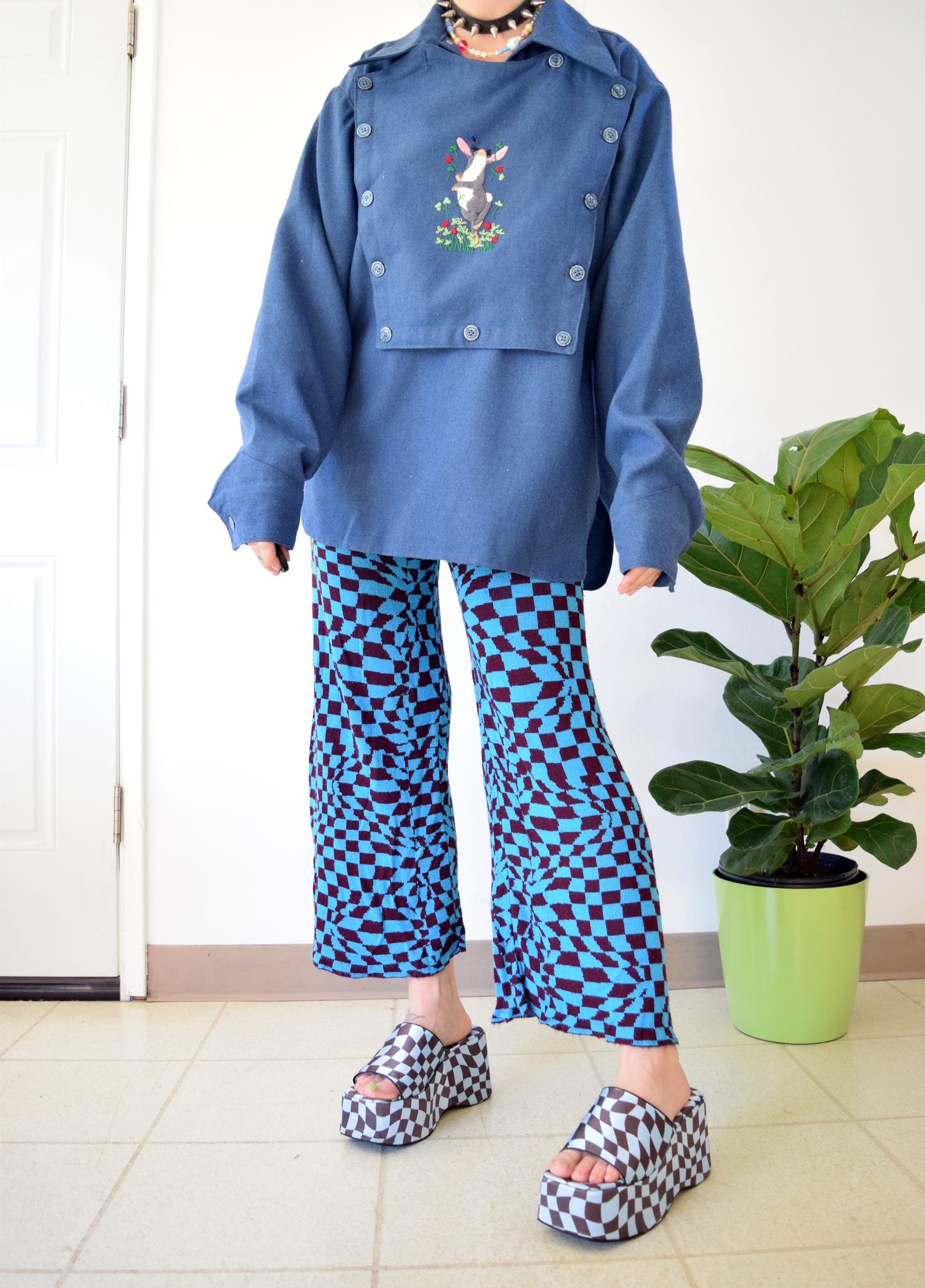 70s EMBROIDERED SAILOR TOP - XL