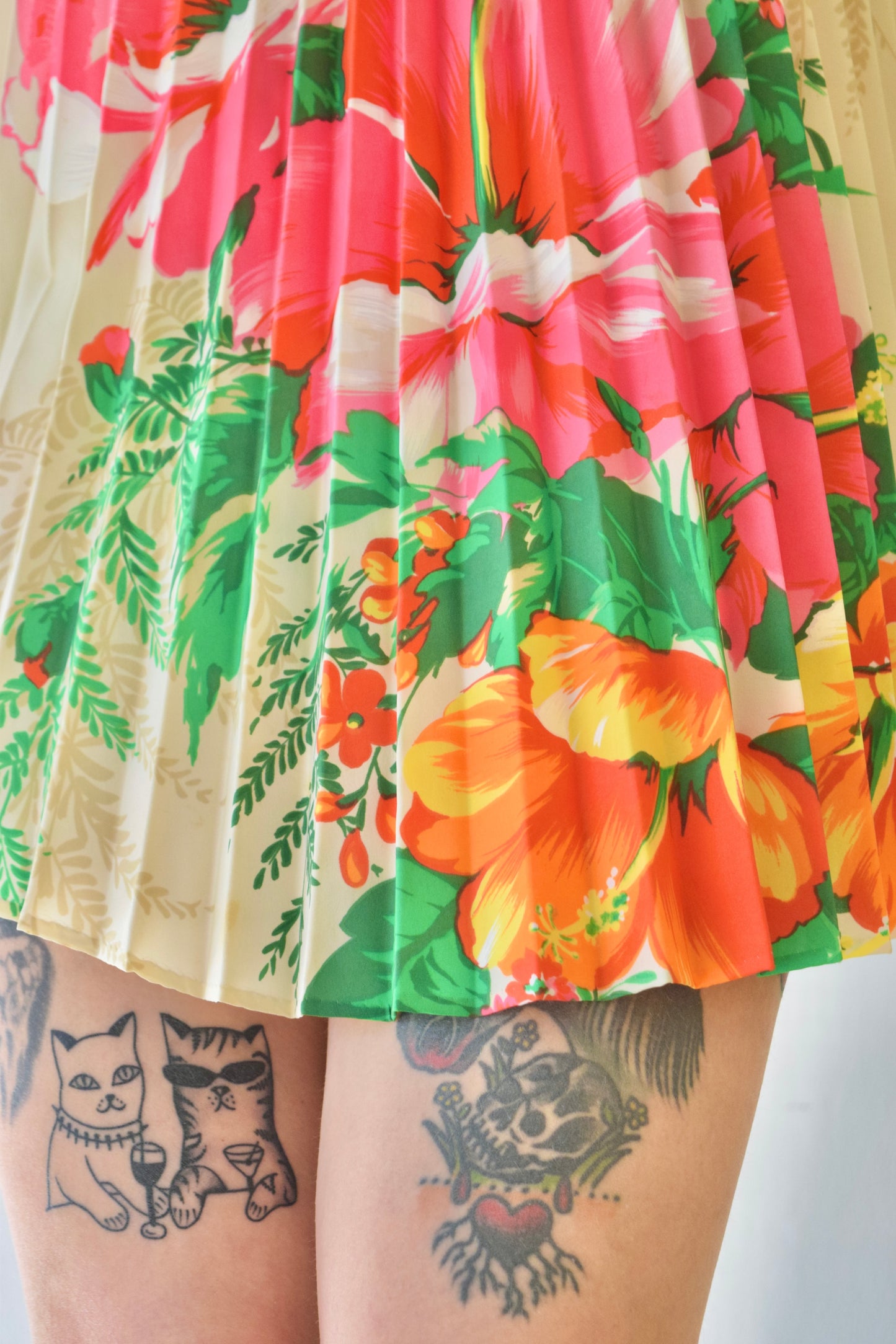 60s FLORAL ACCORDION BLOUSE - O/S