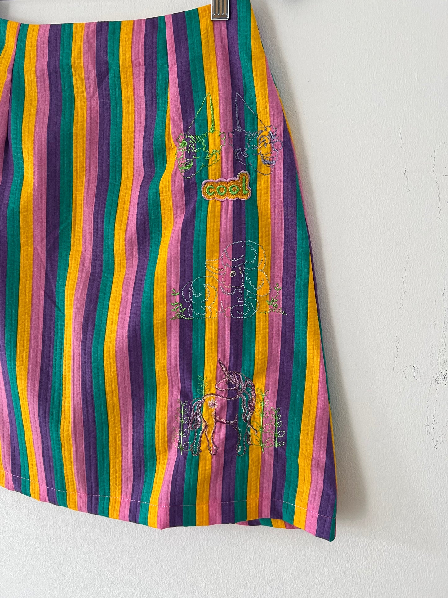 Owlephant Original Embroidered Candy Stripe Midi Skirt