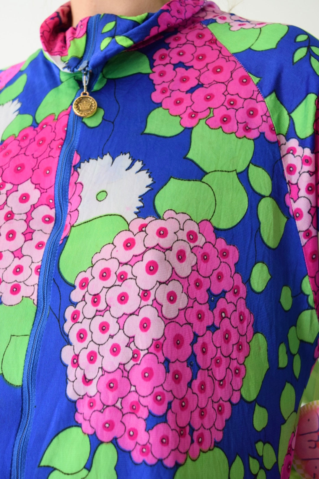 Reworked Psychedelic 60s MuMu Midi Dress w/ Scrunchie