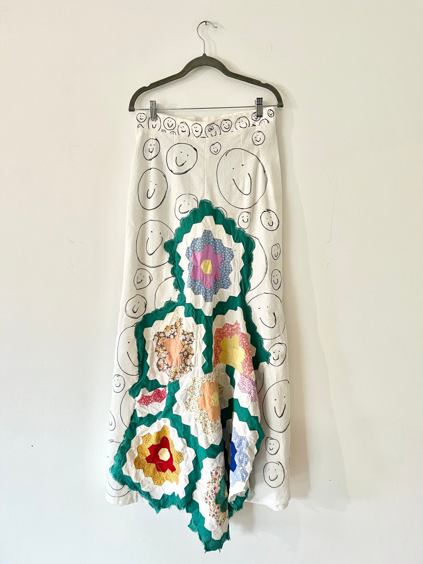Handmade patchwork smiley maxi skirt