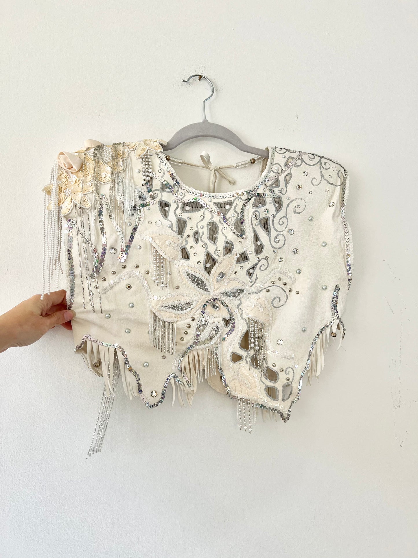 Handmade leather and sequin set