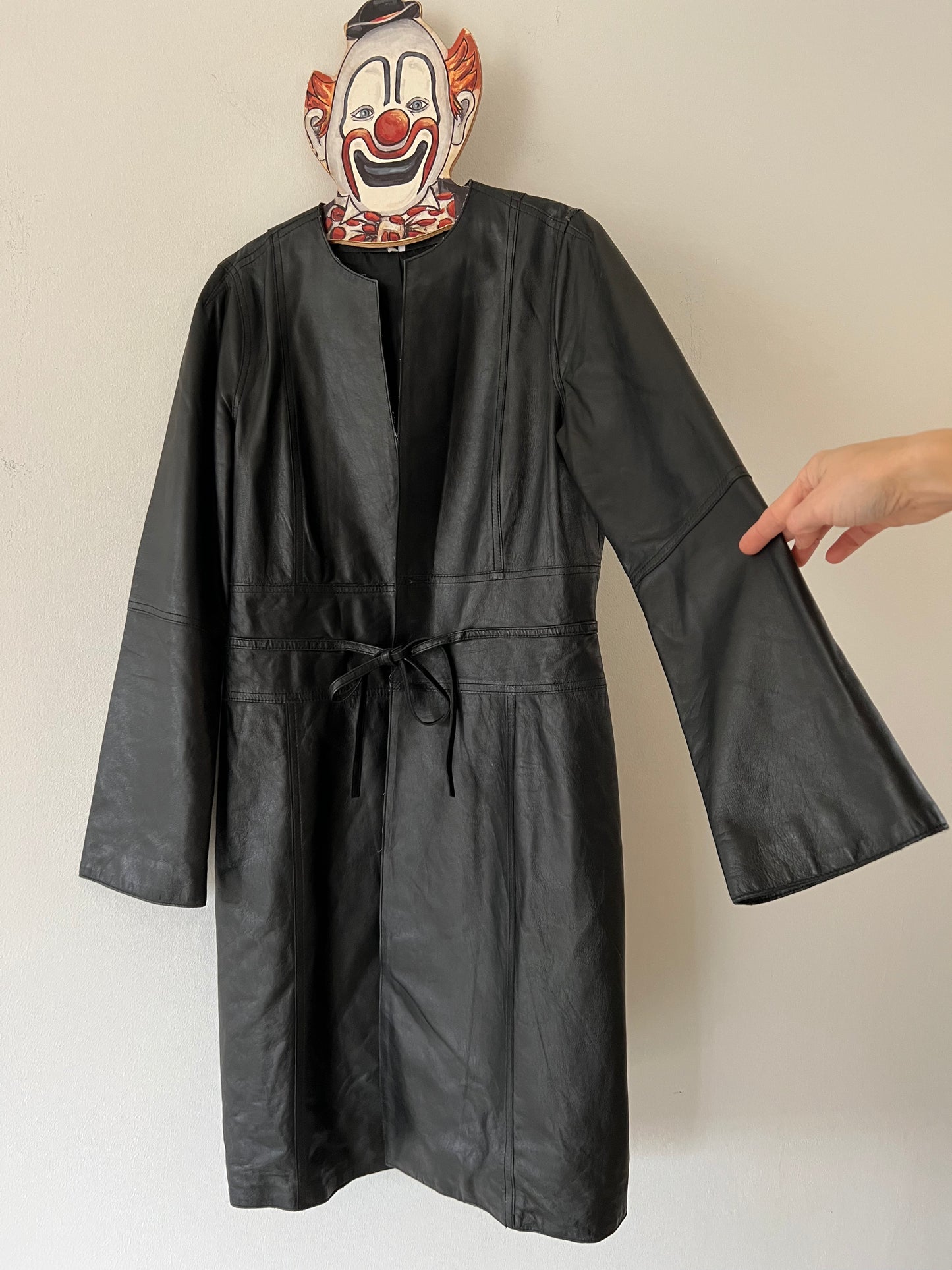 Modern Matrix-Chic Leather Trench