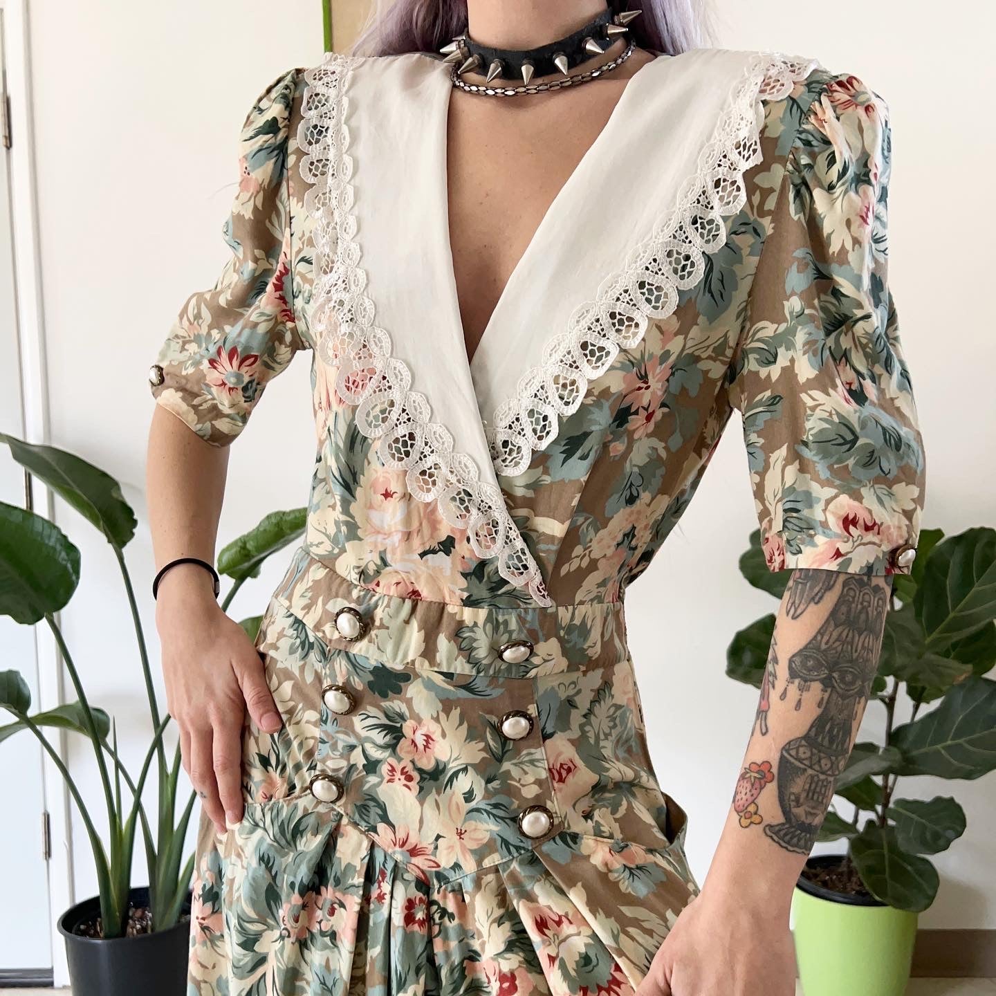 90s Floral Drop Waist Maxi Dress