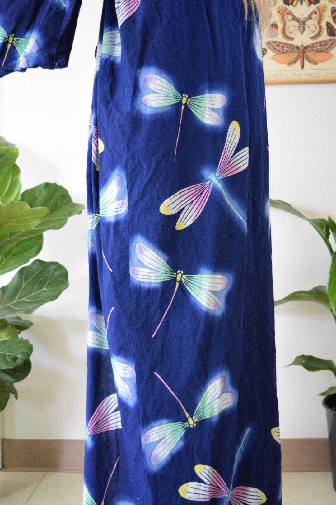 Vtg Dragonfly Kimono Style Robe - L/XL