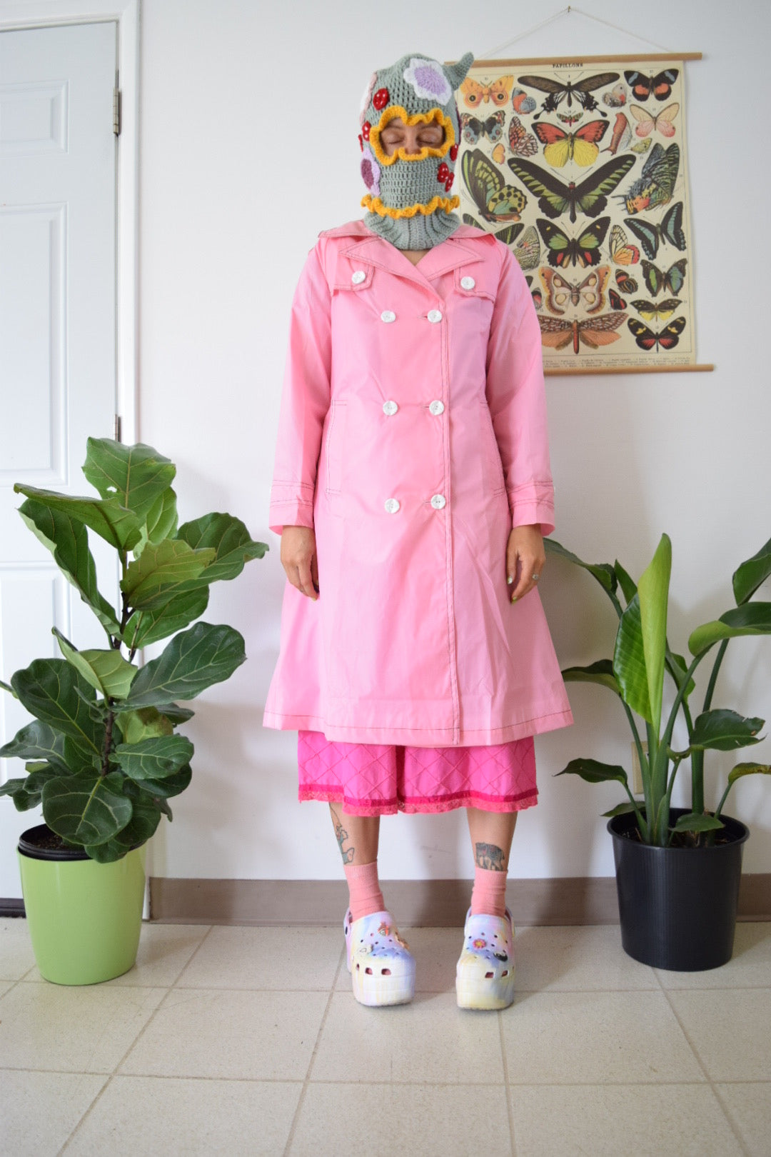 70s Bubblegum Pink Trench Raincoat