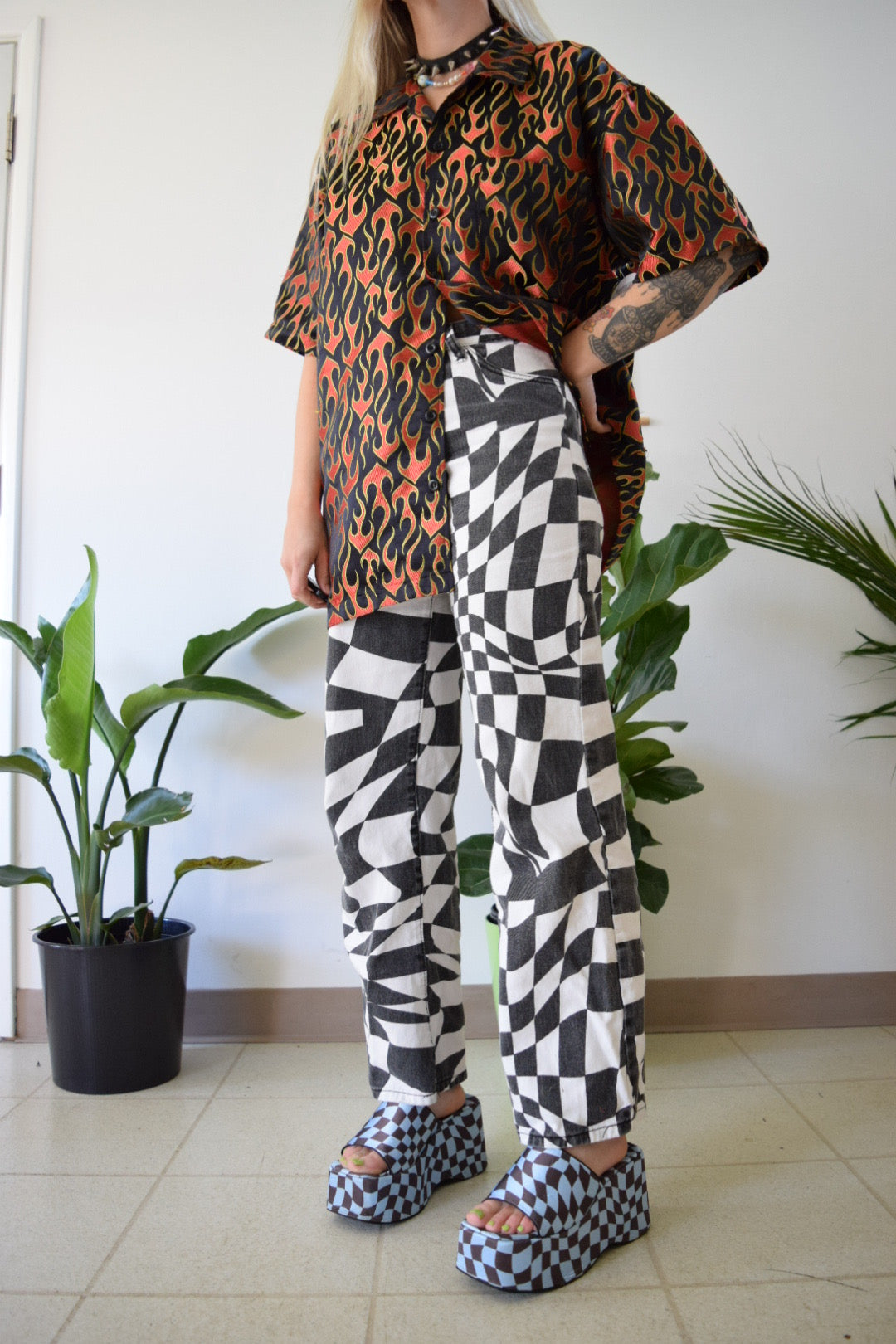 Y2K Flame Button up - XL