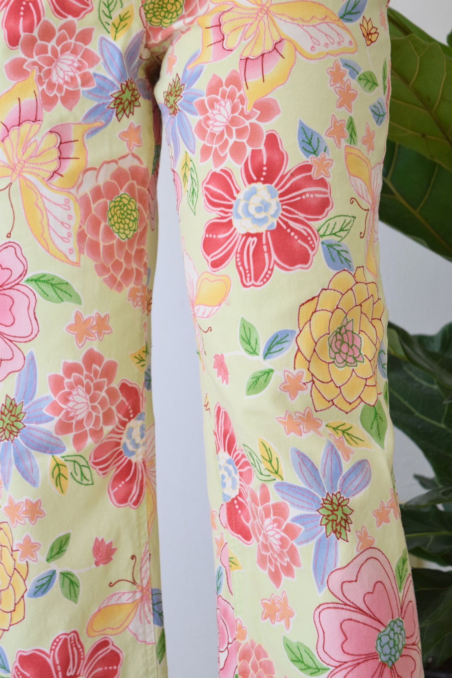 Y2K CHAIN STITCH BUTTERFLY TROUSERS - 30/31" WAIST