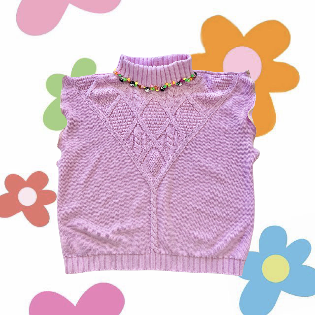 Reworked by me Hand Beaded Turtleneck - XL-3XL