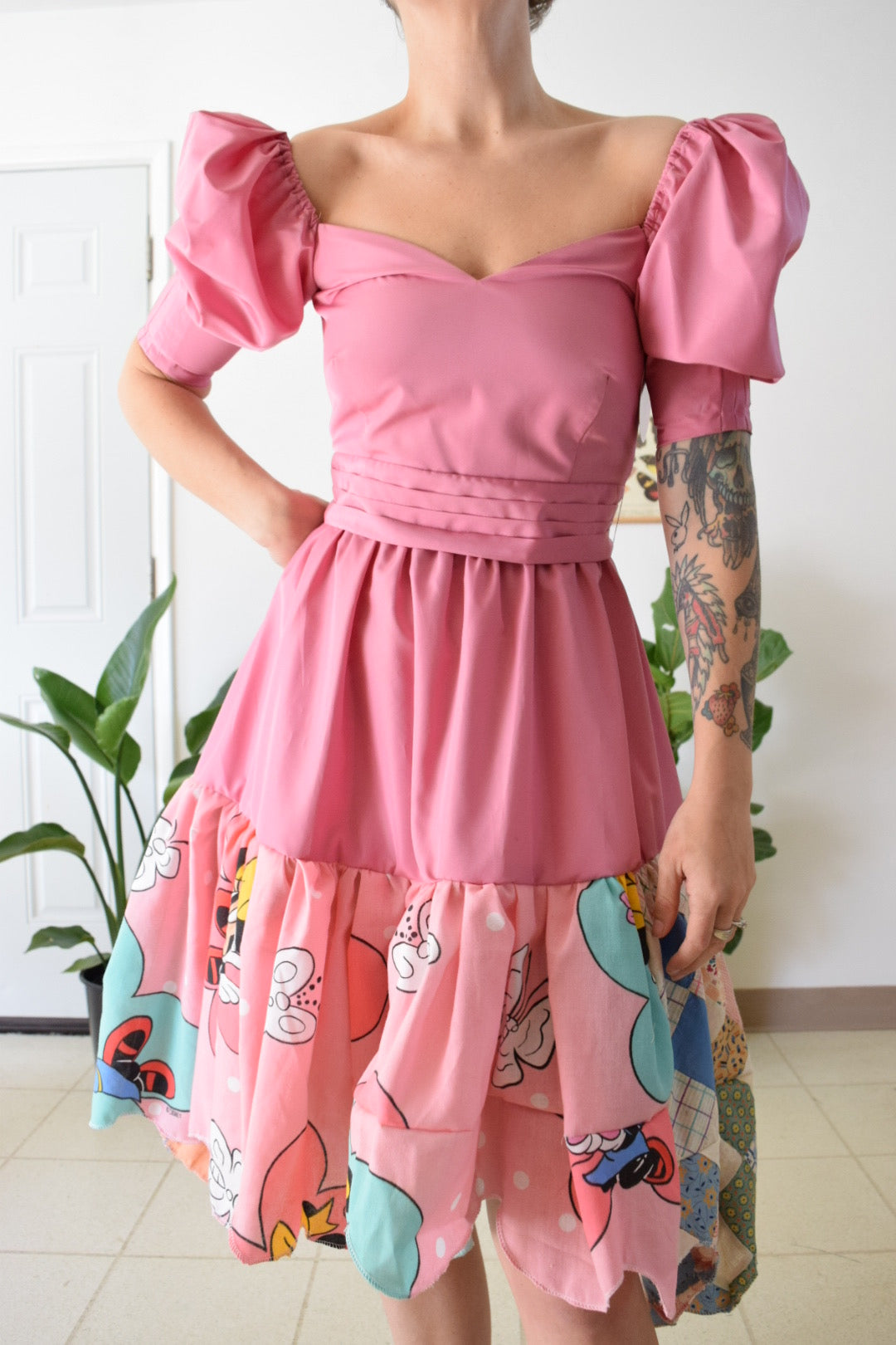 UPCYCLED PRINCESS-CORE MIDI DRESS