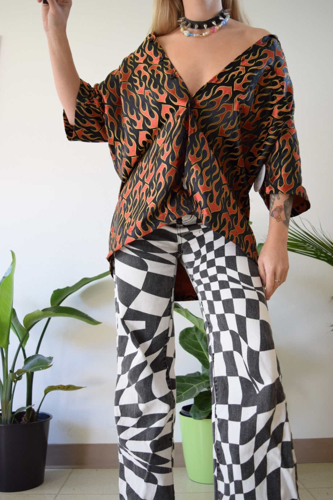 Y2K Flame Button up - XL