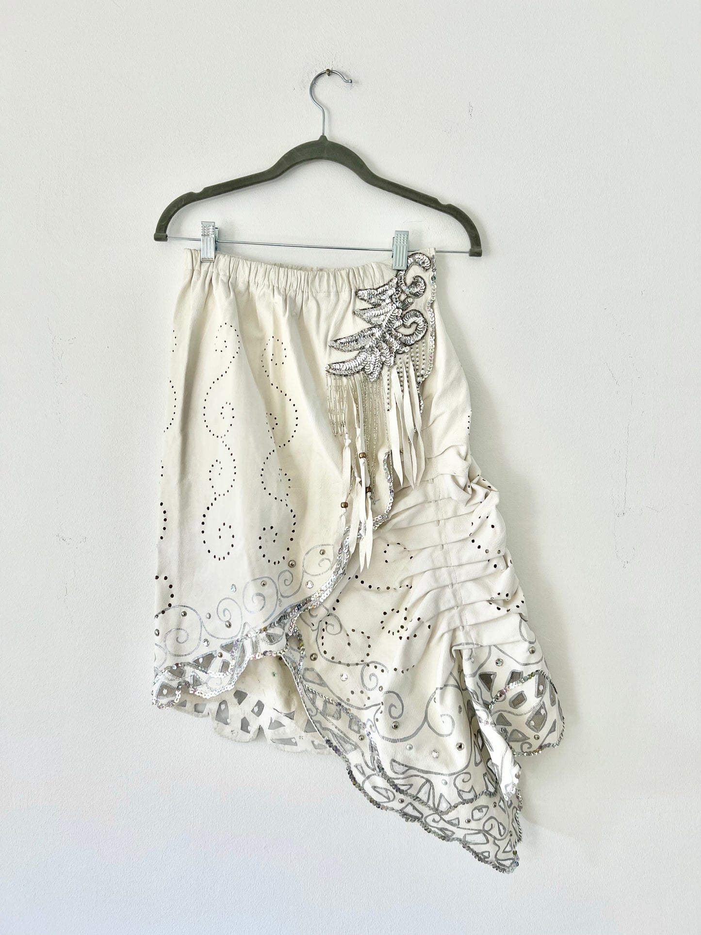 Handmade leather and sequin set
