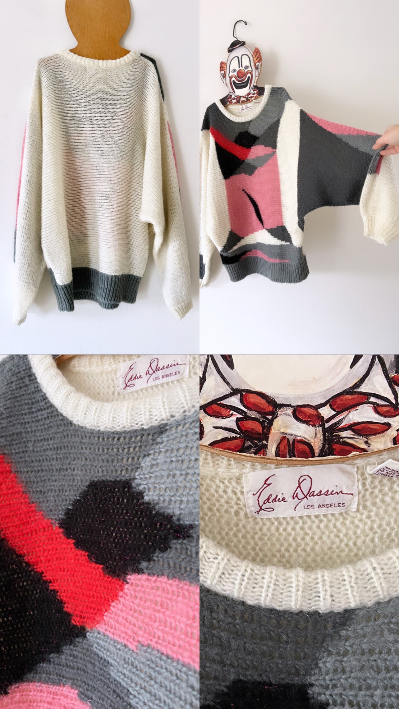 80s Abstract Batwing Sweater - M/L