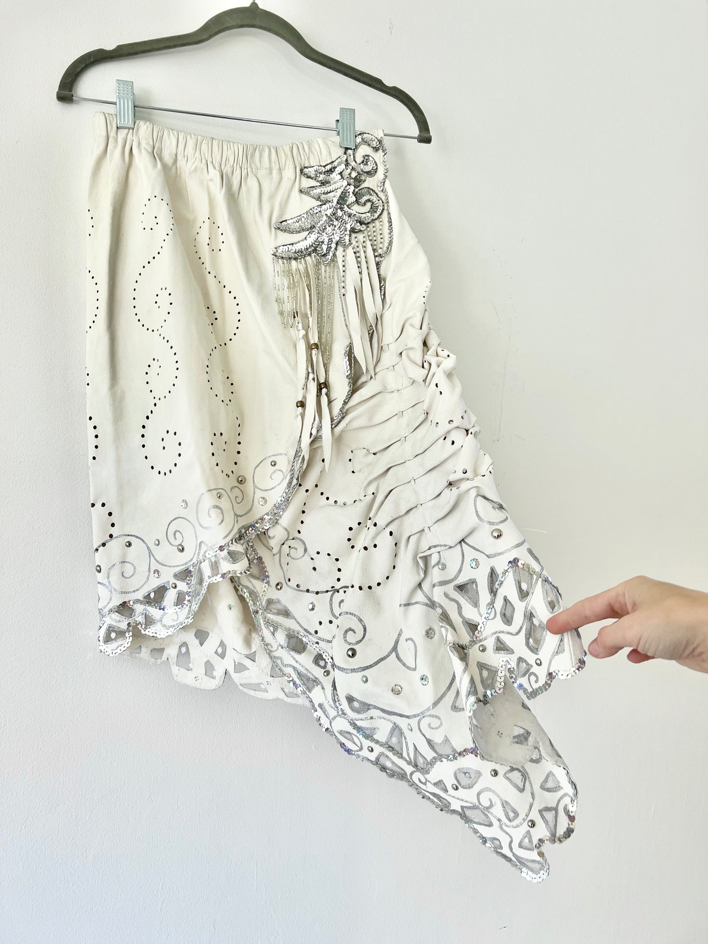 Handmade leather and sequin set