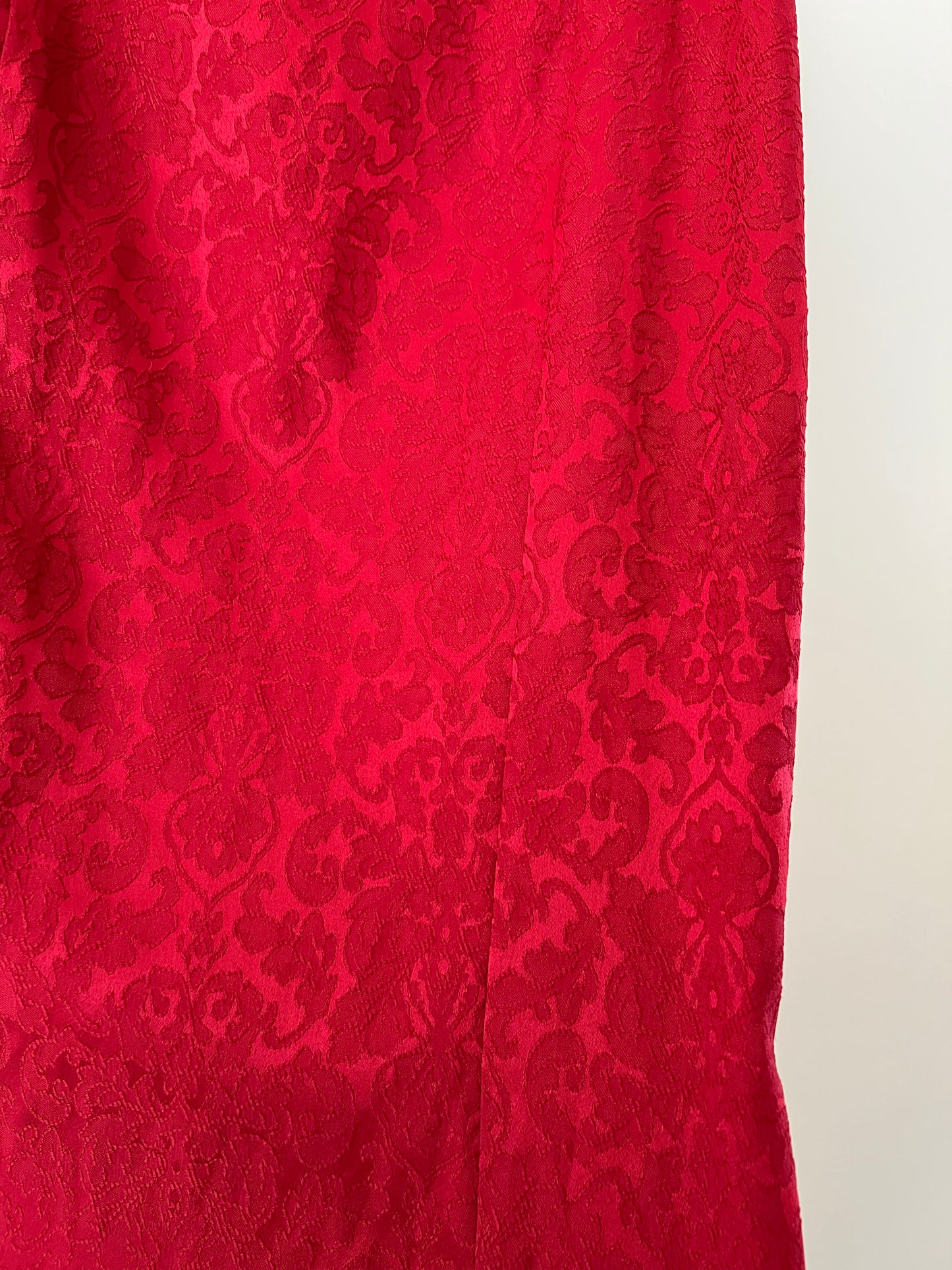 Blood Red Paisley Renaissance Mermaid Maxi Skirt