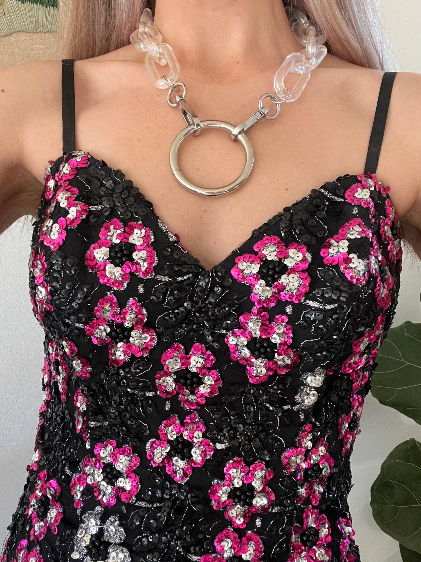 80s Avant Garde Sequin Ruffle Midi Dress