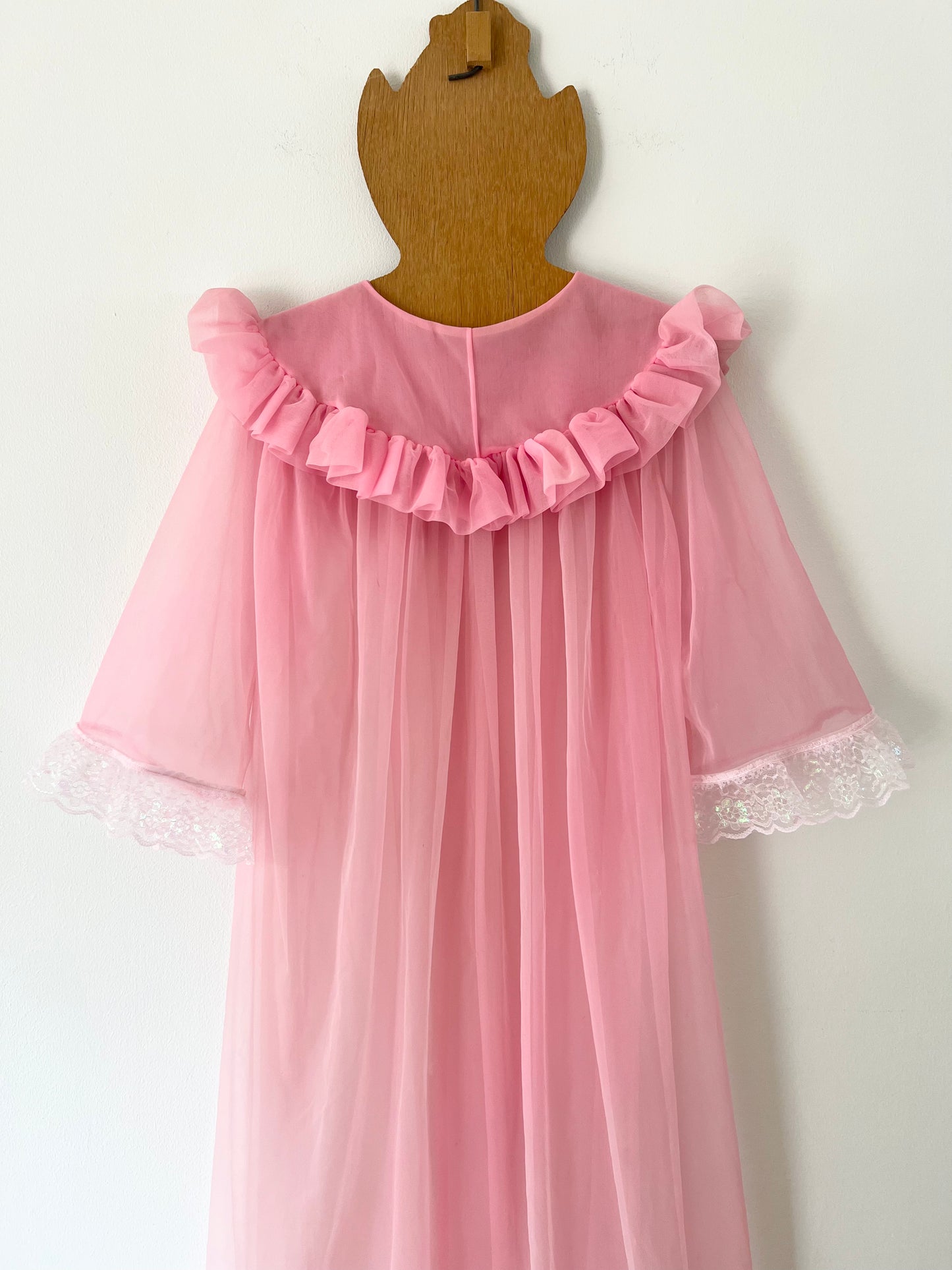 Reworked 1960s Bubblegum Pink Peignoir Duster