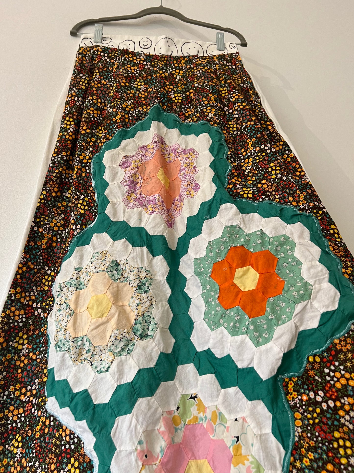 Handmade patchwork smiley maxi skirt