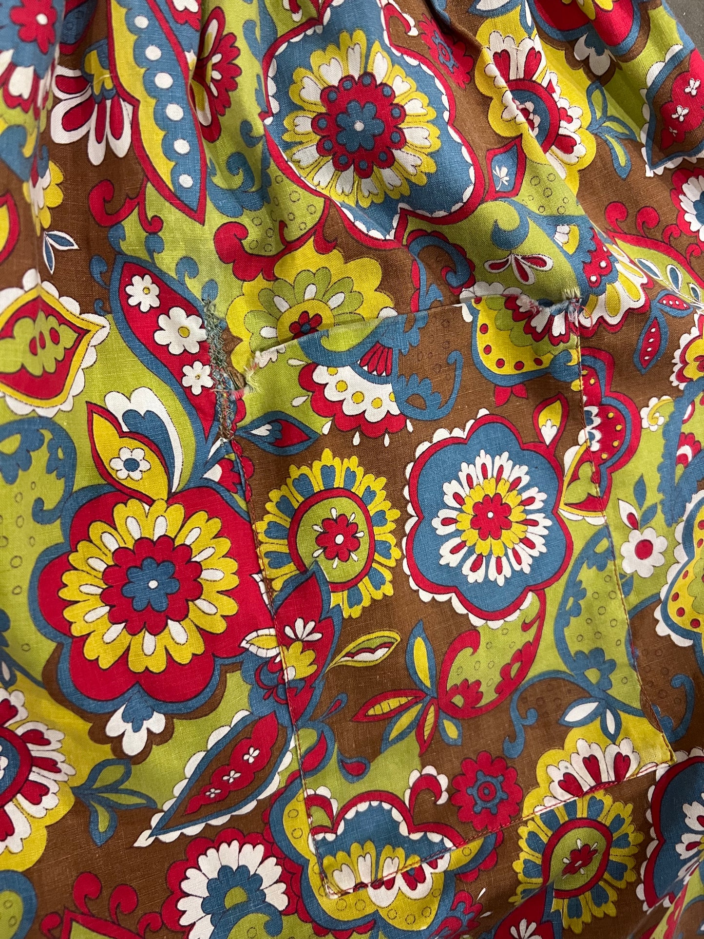 60s psychedelic floral dirndl mini dress - XS-S