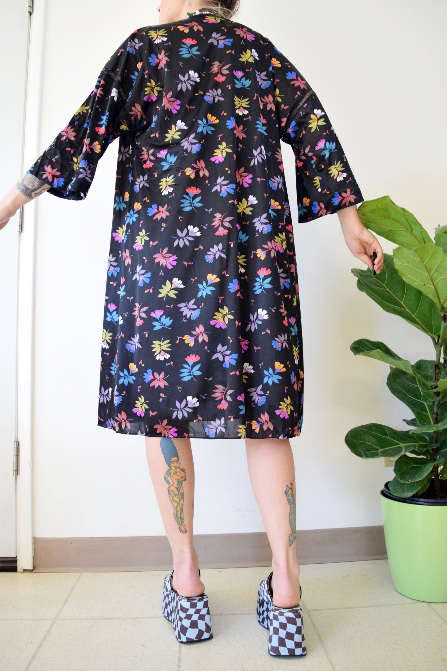 70s VAMPY FLORAL LOUNGE SET - M/L