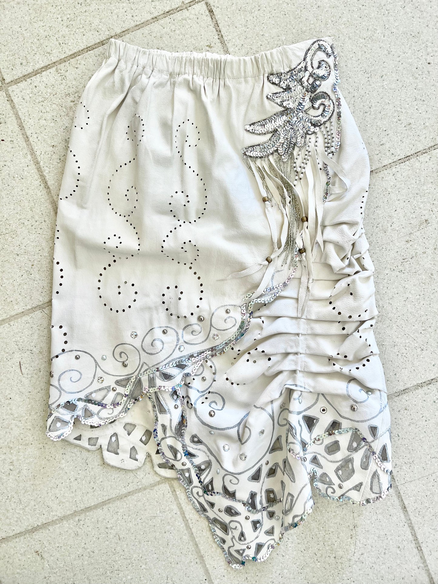 Handmade leather and sequin set