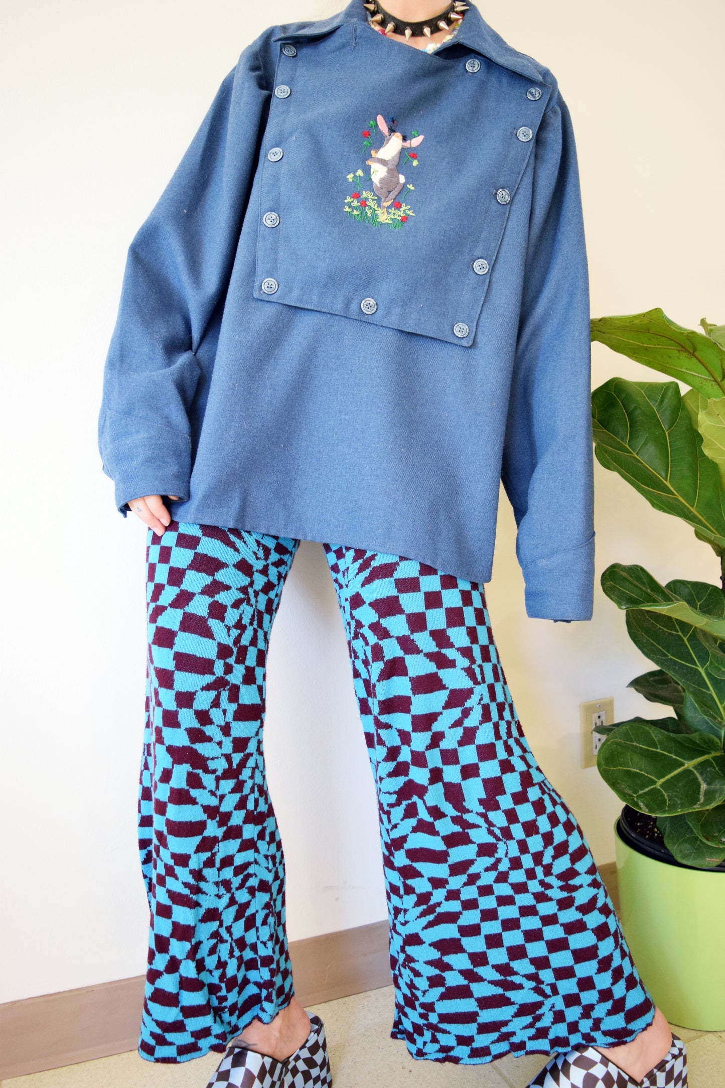 70s EMBROIDERED SAILOR TOP - XL