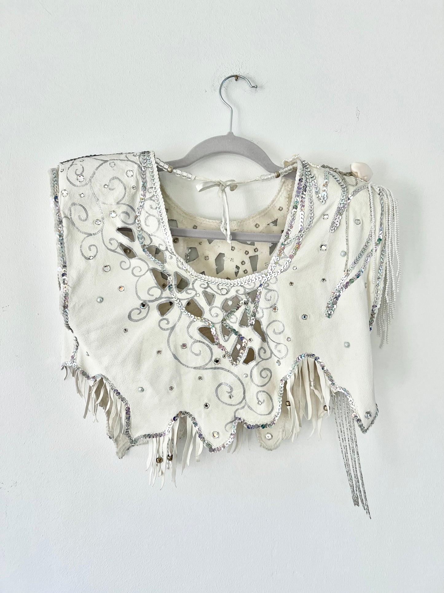 Handmade leather and sequin set
