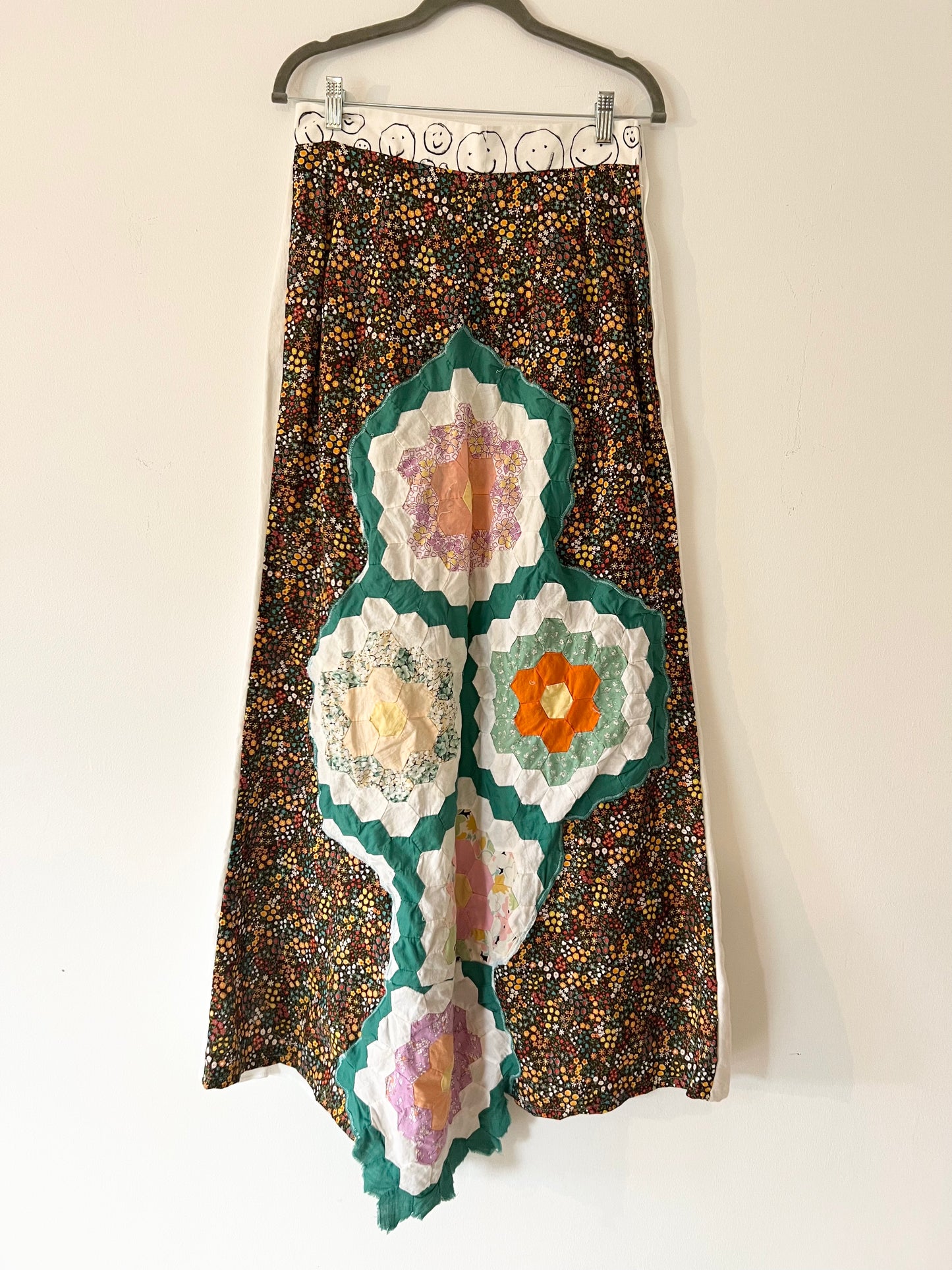Handmade patchwork smiley maxi skirt