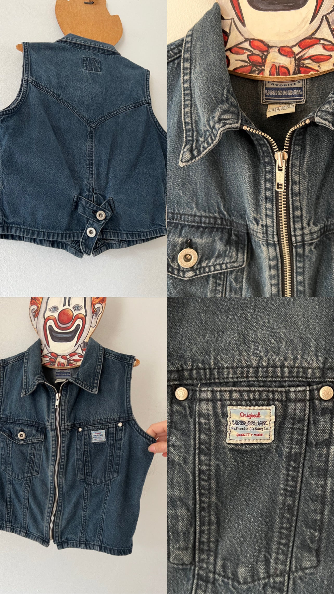 90s ‘Unionbay’ Cropped Denim Vest - XS/S