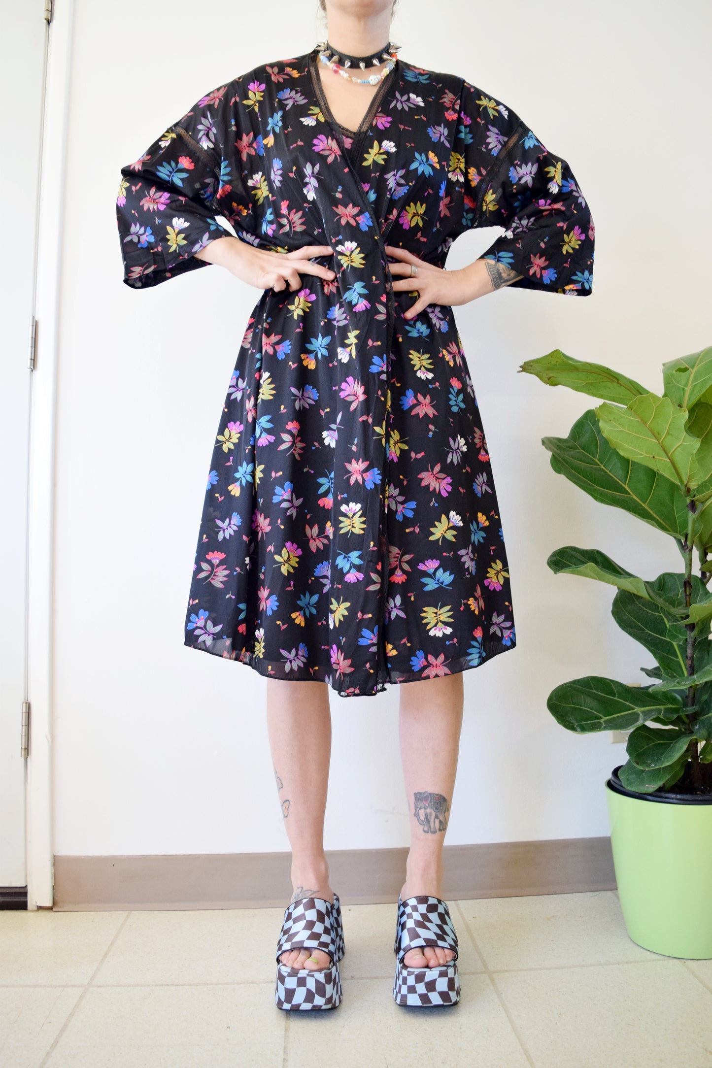 70s VAMPY FLORAL LOUNGE SET - M/L