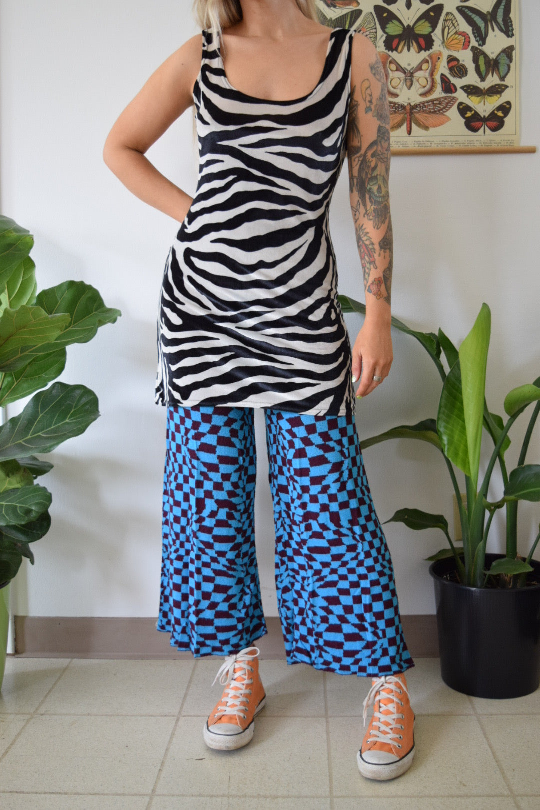 90s Velvet Zebra Mini Dress - Medium