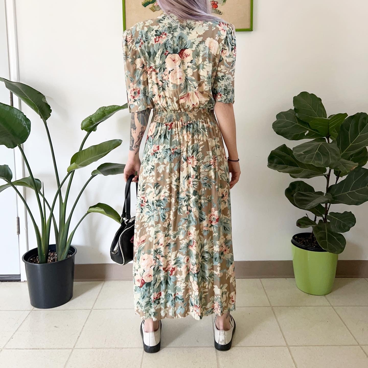 90s Floral Drop Waist Maxi Dress